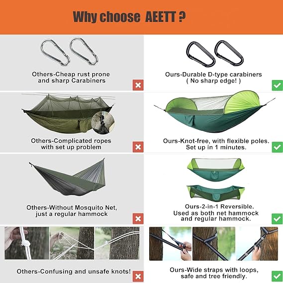 Camping Hammock with Mosquito Net - Portable Travel Hammock Bug Net - Camping Equipment - Hammock Tent for Outdoor Hiking Campin Backpacking Travel (Army Green)