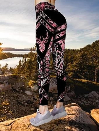 Amazon.com: Leggings para mujer, cintura alta, pantalones de yoga de  cintura alta, para mujer, con estampado de cabeza de ciervo, color rosa,  negro, opacos, leggings de yoga, mallas de entrenamiento para gimnasio,