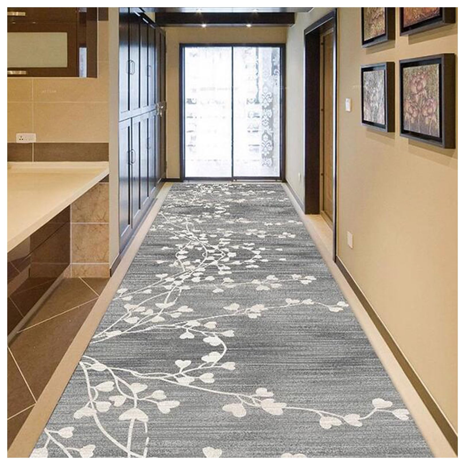 Alfombra pasillo gris ZBOLI 1x1m lavable y antideslizante a medida
