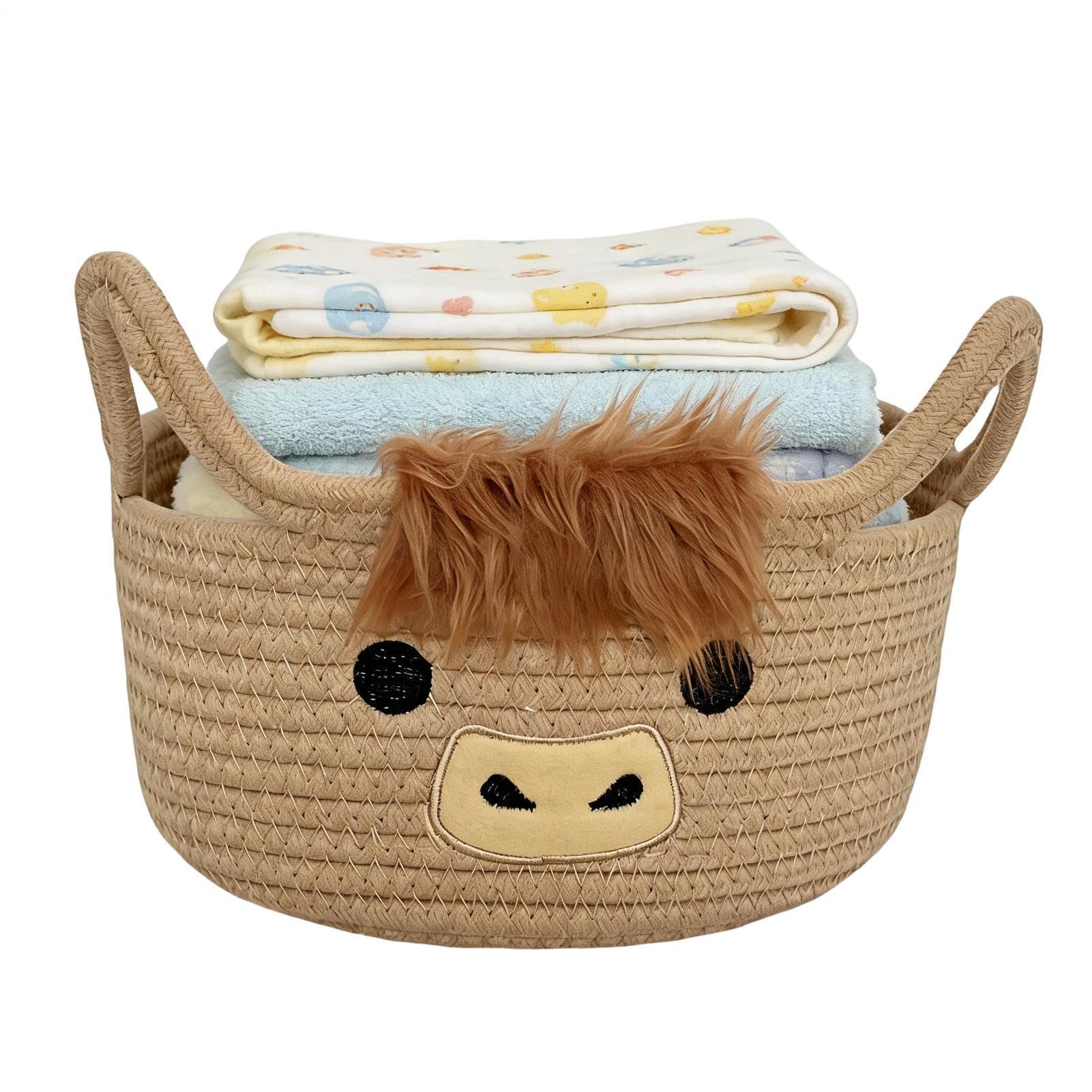Panier de rangement tressé avec poignées oreilles pour organiser le salon et la chambre