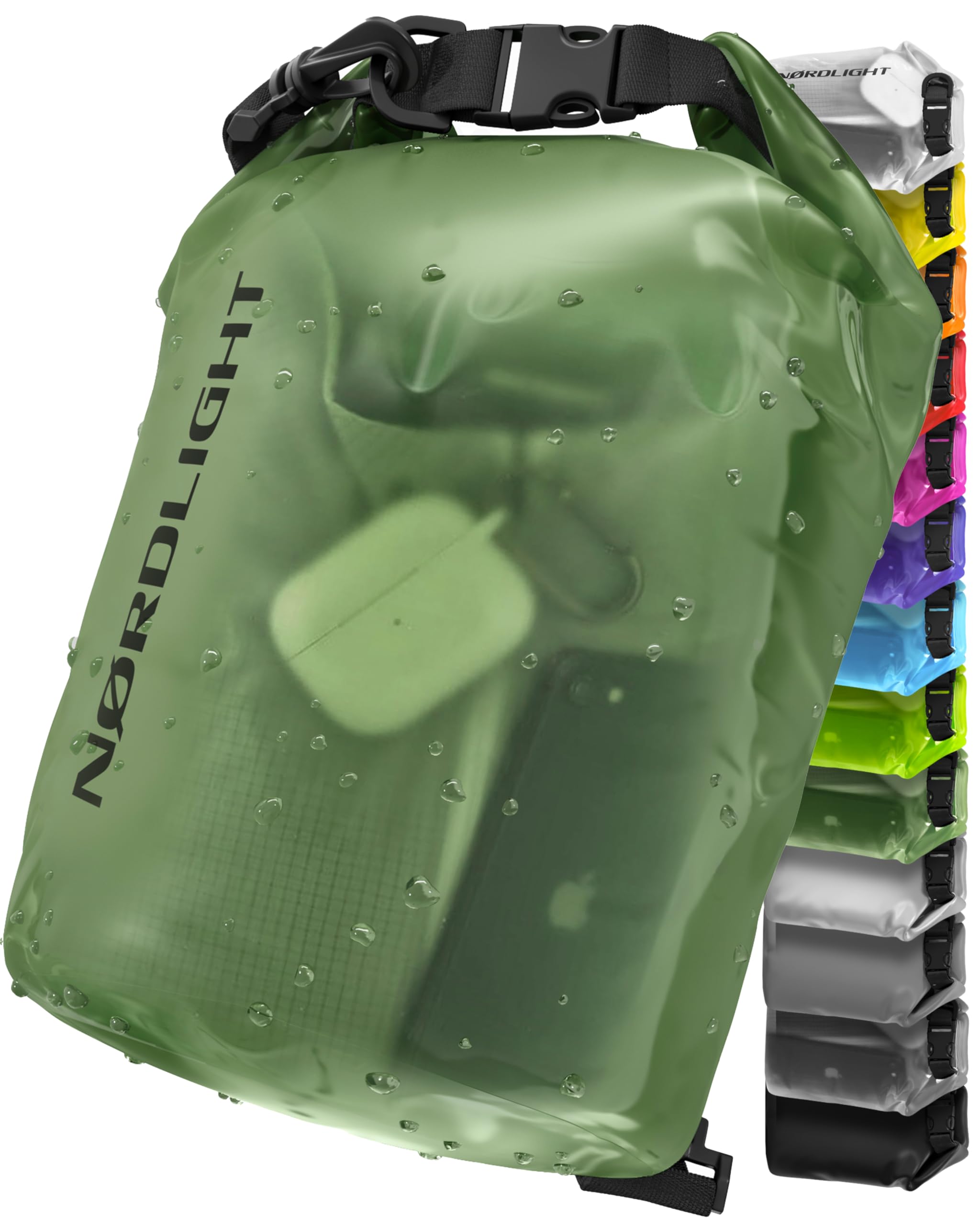Nordlight Dry Bag Sacca Impermeabile - Zaino Impermeabile da 2l, 5l, 10l, 15, 20l, 30l, Sacca Stagna Borsa Impermeabile con Chiusura a Rotolo, Custodia Impermeabile per Cellulare e Marsupio