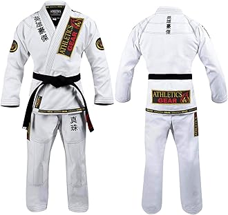 BJJ Gi Brazilian Jiu Jitsu Gi Uniform Suits by Athletics Gear | 100% Cotton Pearl Weave Fabric, Light Weight for Kids, Men & Women