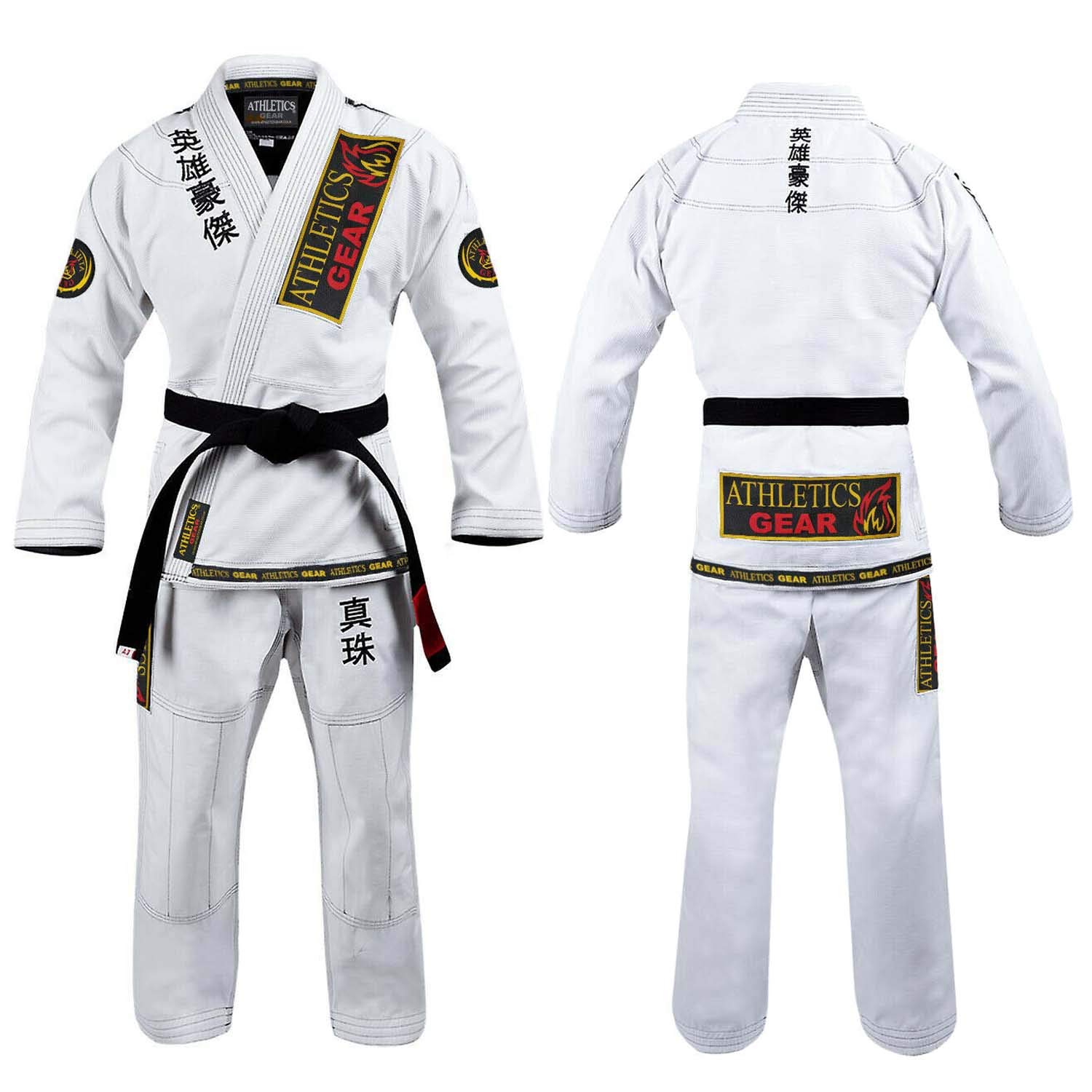 BJJ Gi Brazilian Jiu Jitsu Gi Uniform Suits by Athletics Gear | 100% Cotton Pearl Weave Fabric, Light Weight for Kids, Men & Women