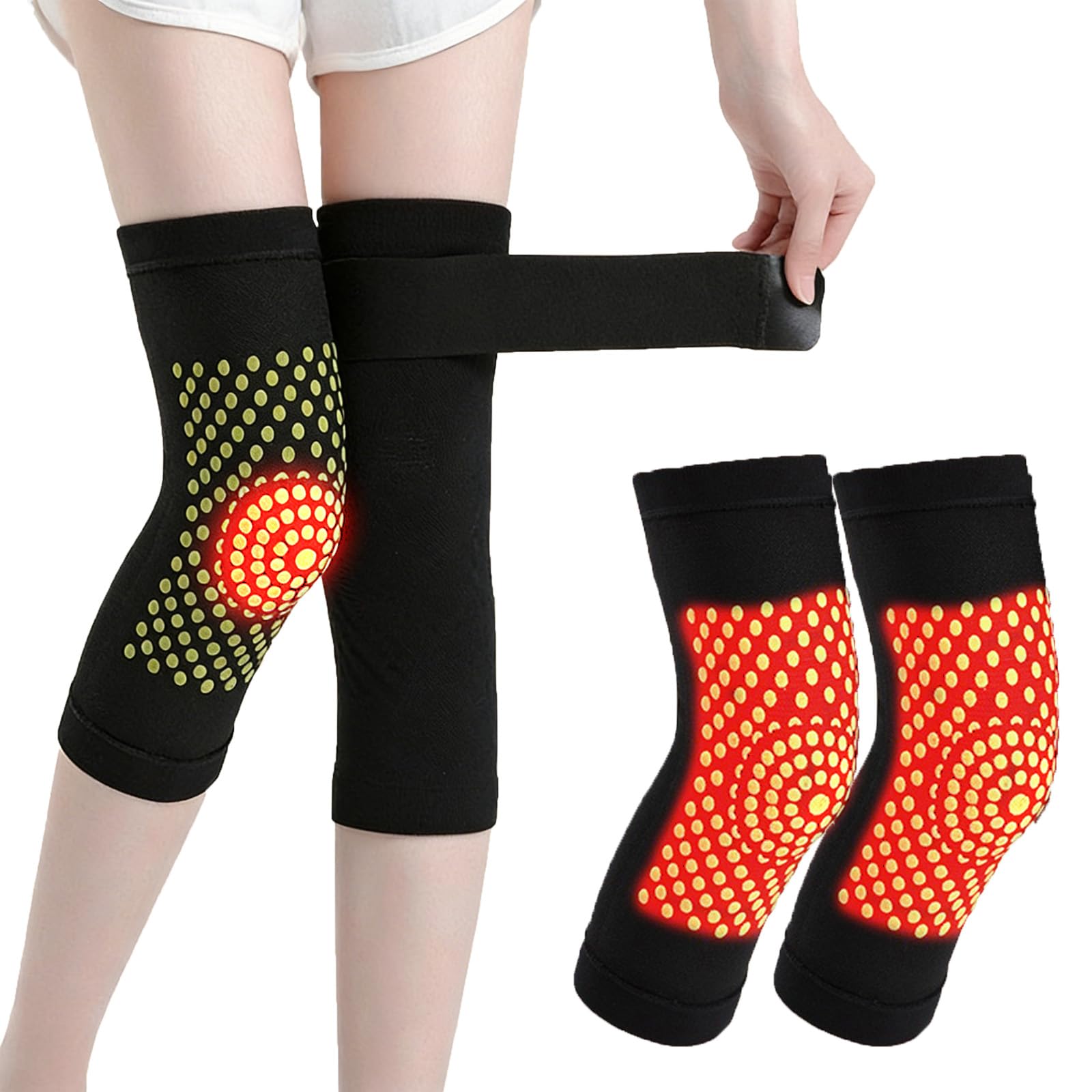 Basetousual Wärme Knieschoner, Selbsterhitzende Kniebandagen Warme, Bequeme Und Warme Knieschoner, Wärmetherapie Kniebandage, Winter Wärme Kniestütze, Für Damen Herren Schwarz, Gelenkschmerzen Lindern