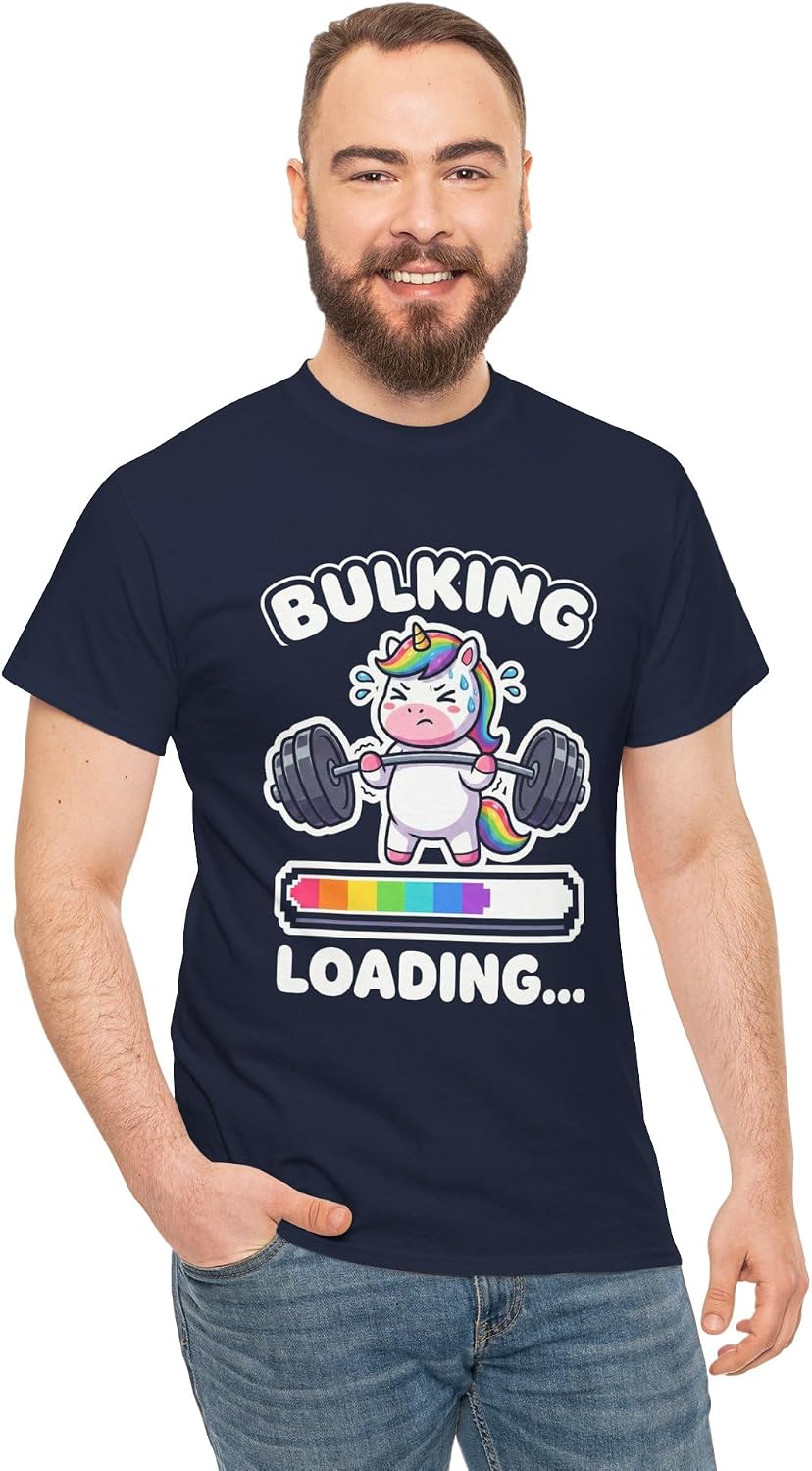 Funny Bulking Season Unicorn Weightlifting Gym Humor Graphic Workout Fitness Motivation Powerlifting Muscle Building Gains Navy