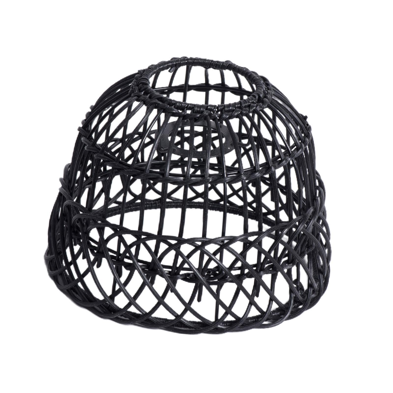 TUXCAXI Vintage Handwoven Chandelier Lamp Shade for Home Refined Aesthetic Woven Lampshade Matches Decorative Styles Hanging Swag Ceiling Lamp Twine Rattan, Black, 21x15cm