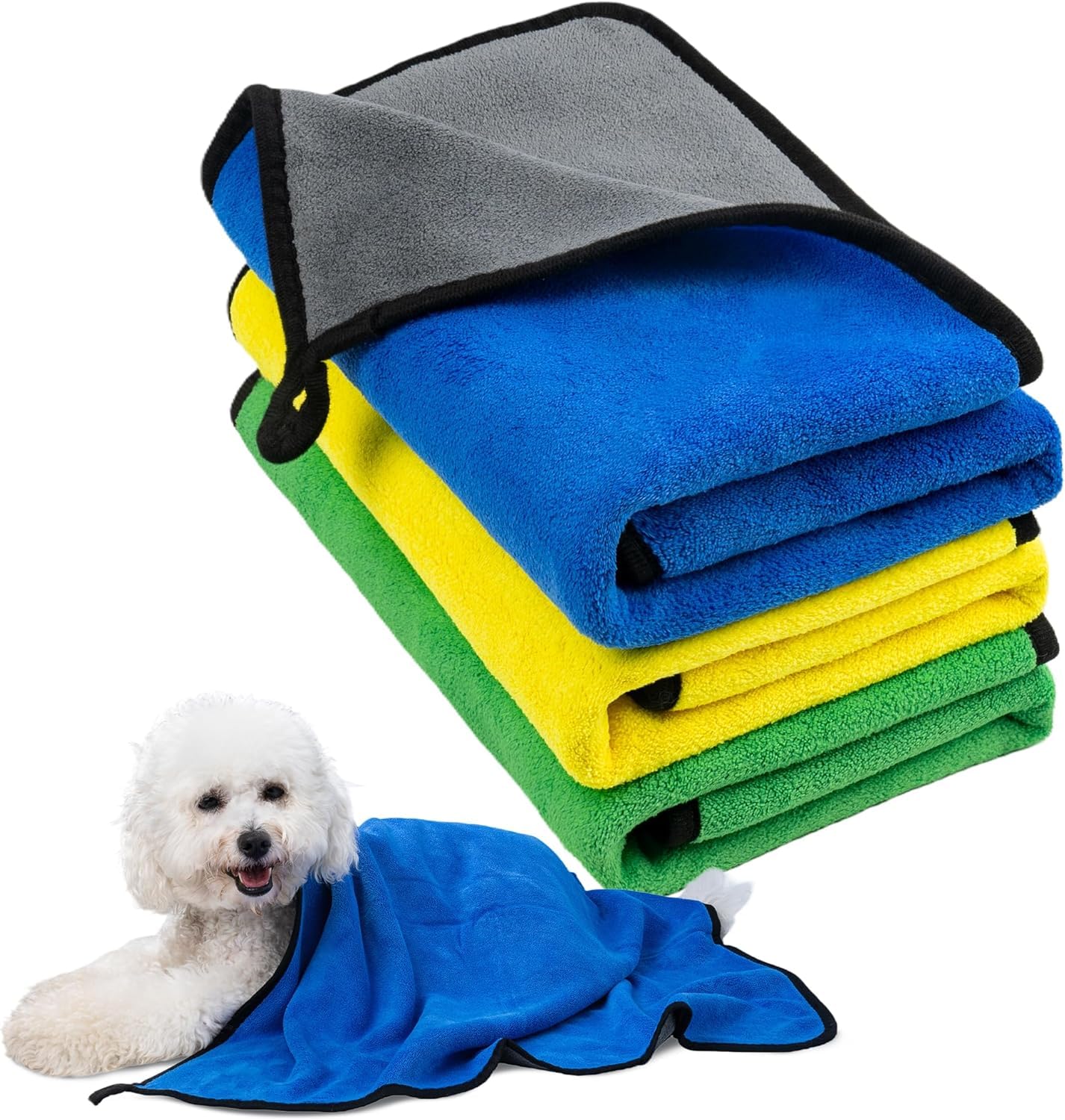 D&C PAWS Ultra Absorbent Microfiber Dog Towels for Drying Dogs & Cats | Quick Dry Pet Bath Blanket, Soft & Fast Drying Grooming Towels for All Breeds (40x60cm -Multicolor-A,M-Pack of 1 Pc)