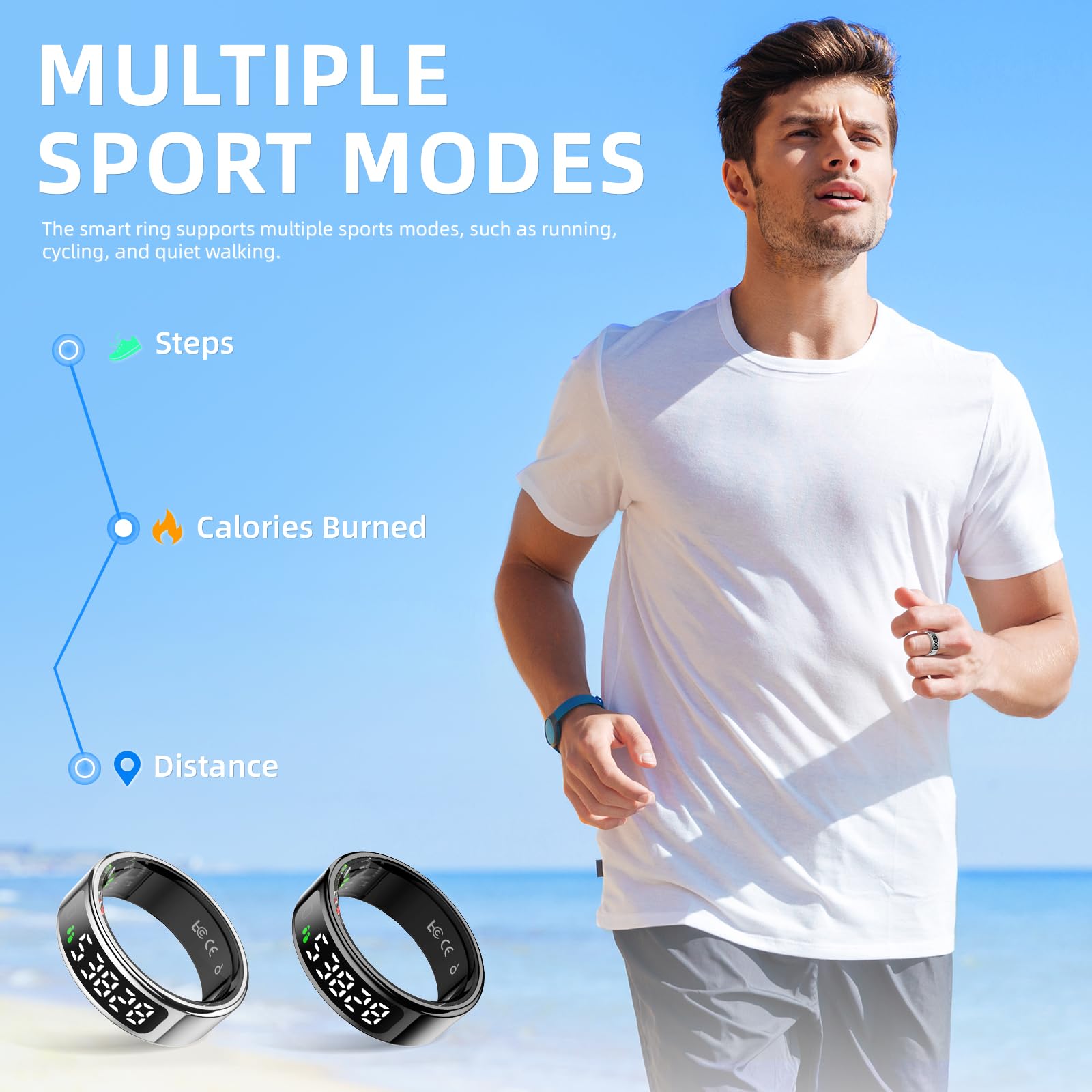 Bracelet de suivi d'activité physique avec affichage LED, surveillance de la santé et du sommeil 24h/24, 7j/7, étanche à 5 ATM, compatible avec Android et iOS
