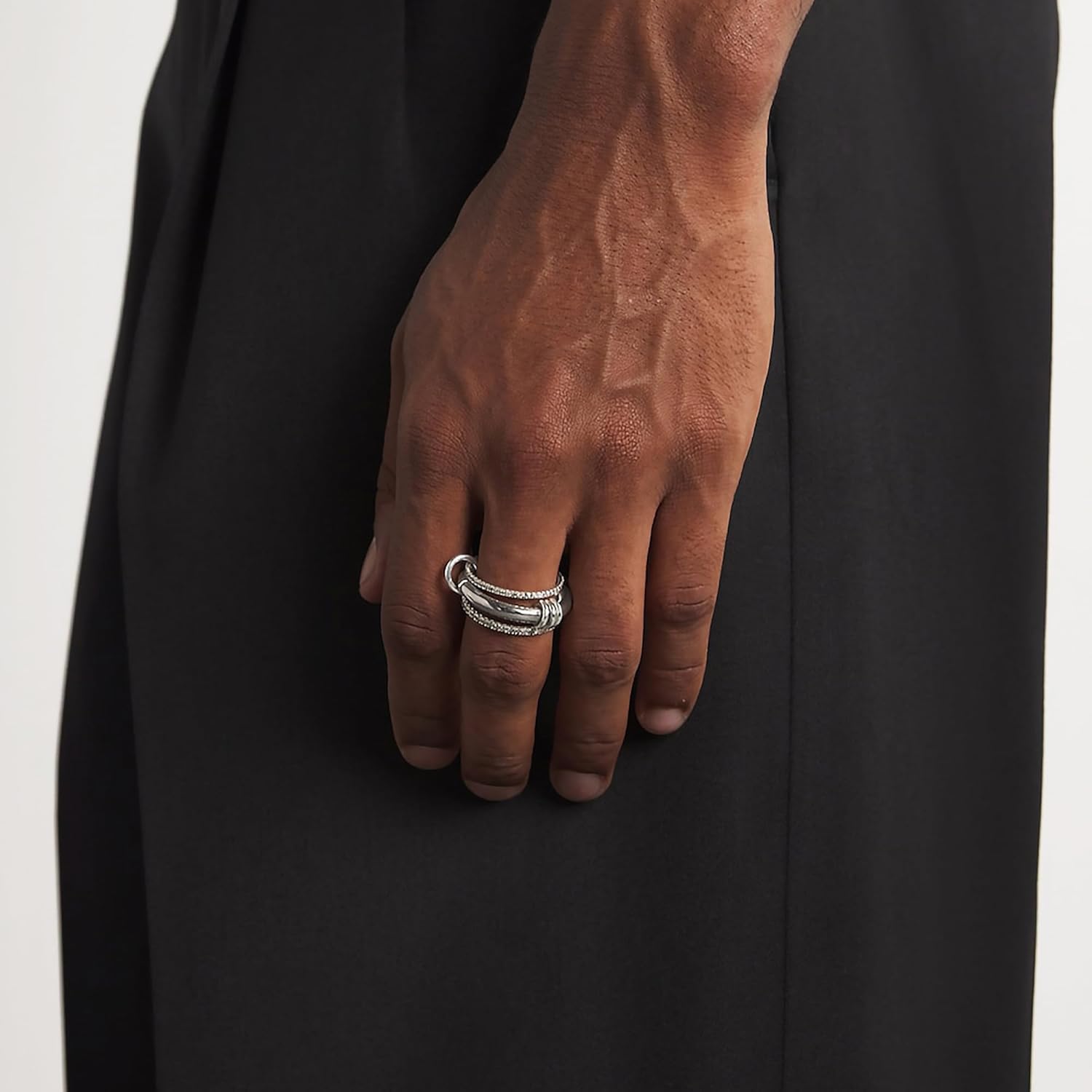 SLOONG Gold Stackable Rings for Women Non Tarnish, Dainty 18K Gold Plated Cubic Zirconia Rings, Silver Rose Gold Rings Set, Multi Ring Mixed Metals Stackable Ring Set for Women - Image 2