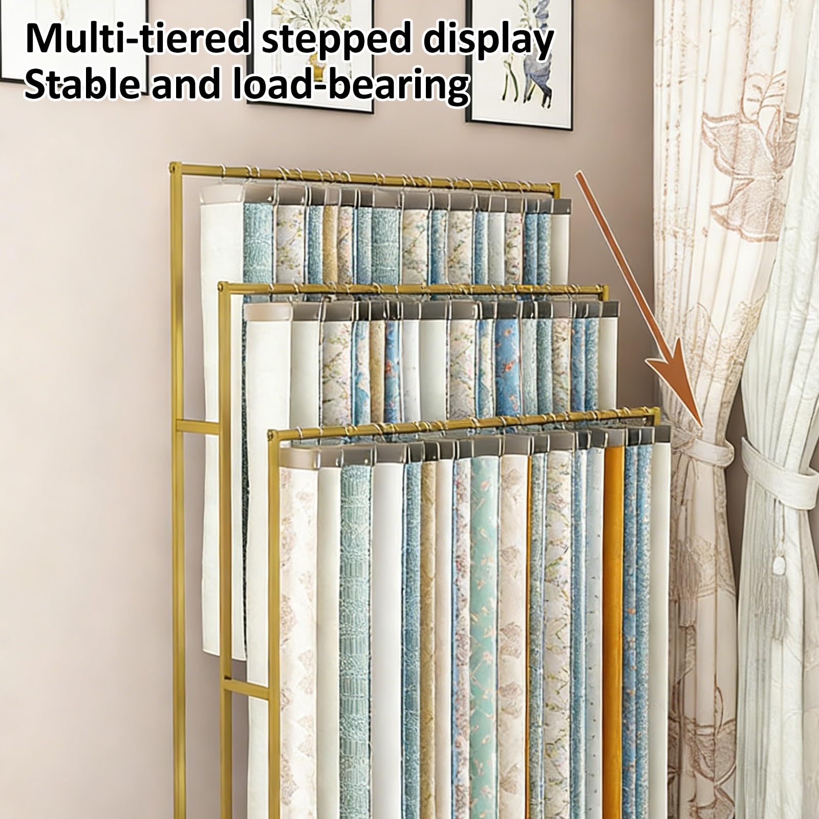 Freistehendes, doppelseitiges Stoffrollen-Aufbewahrungsregal aus Metall, Textilpräsentationsständer für Boutiquen und Ausstellungen, Weiß, 150 x 30 x 150 cm – Robuster und stilvoller Organiz