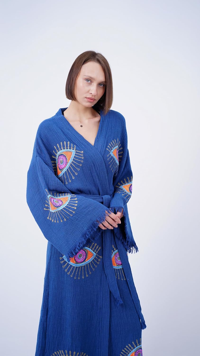 Handmade Evil Eye Boho Kimono – Beachwear Festival Cover Up - Image 5