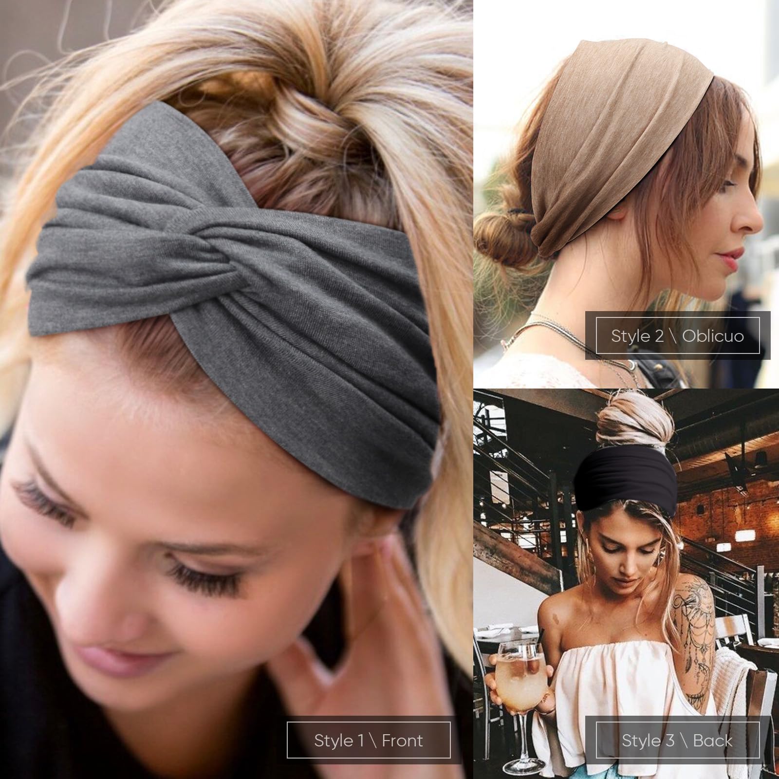 DRESHOW 4 Piezas Diadema Para Mujer Turbante Bohemia Elástico Cinta Banda para El Cabello Diadema Accesorios Para El Cabello