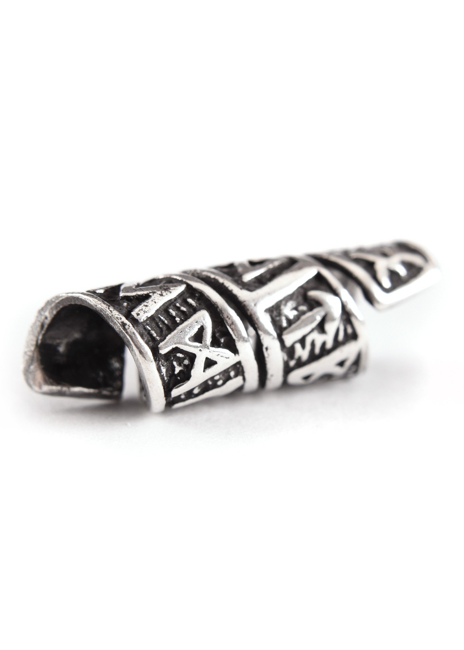 Battle-Merchant - Bartperle mit Runenspirale aus 925er Silber, ID Ø 6 mm