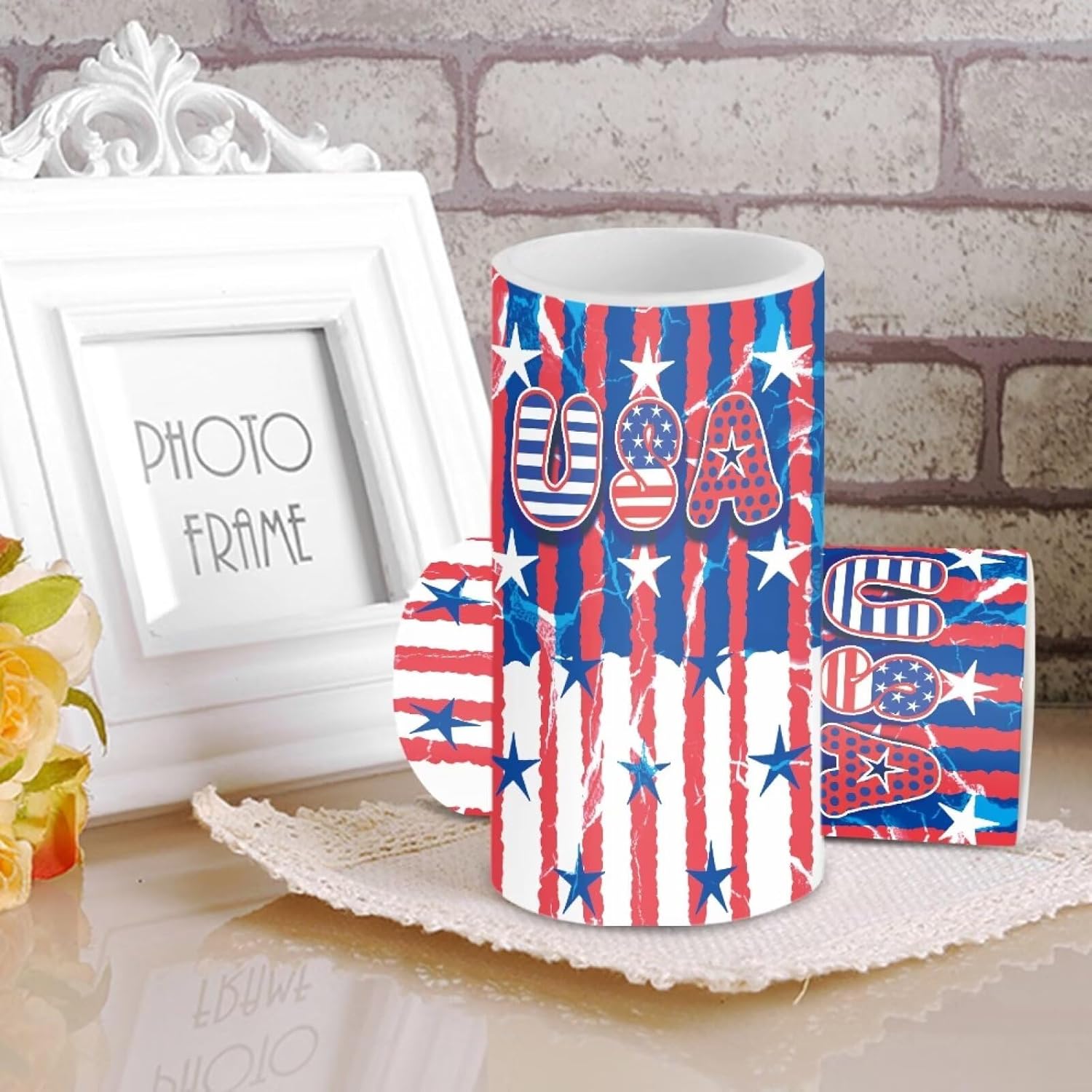 Patriotic USA Flag Flameless Candles Battery Powered Pillar Candles with Timer Remote with Multicolor Lights July 4th Independence Memorial Day Decor