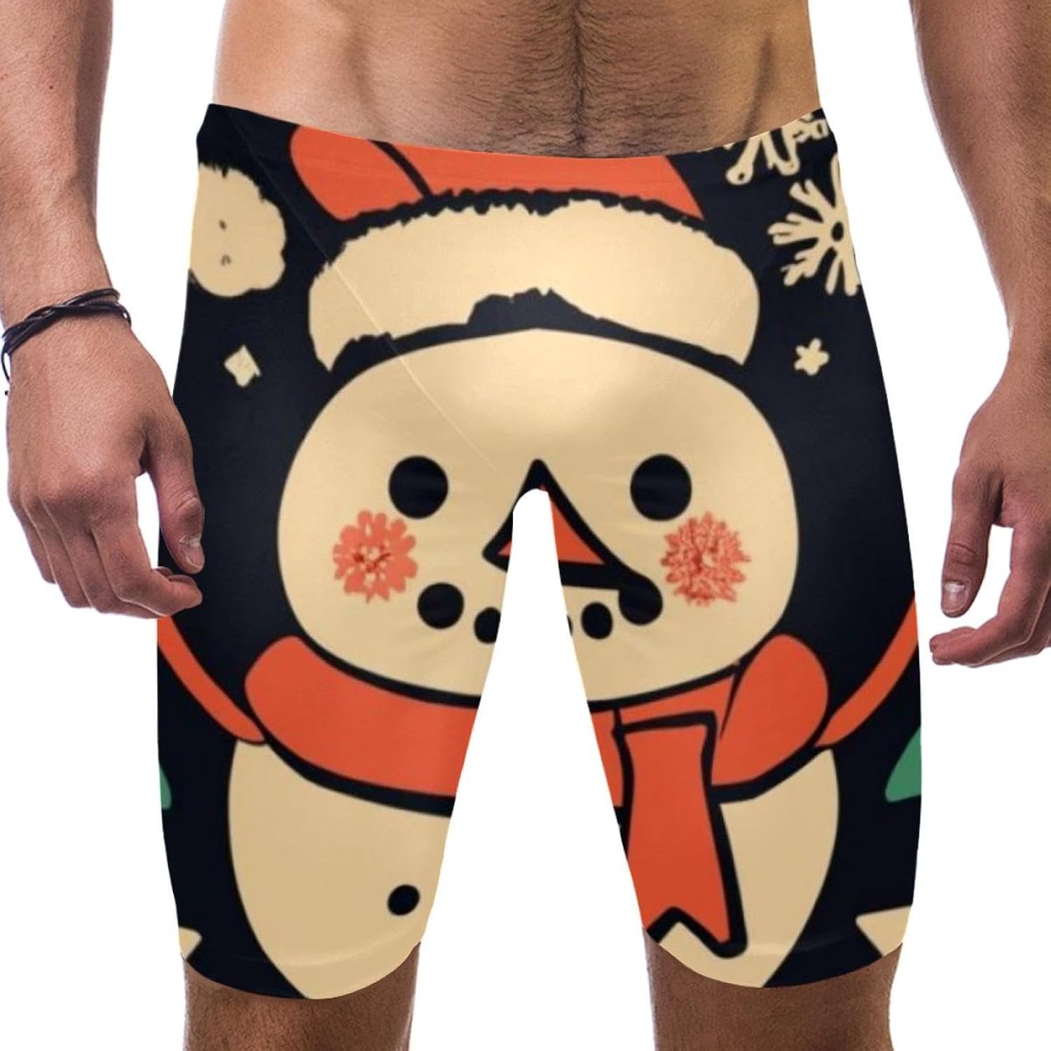 Happy Christmas Men's Swim Jammers for Training, Swim Shorts for Boy Dry Quick Youth Boys Jammer Swimwear