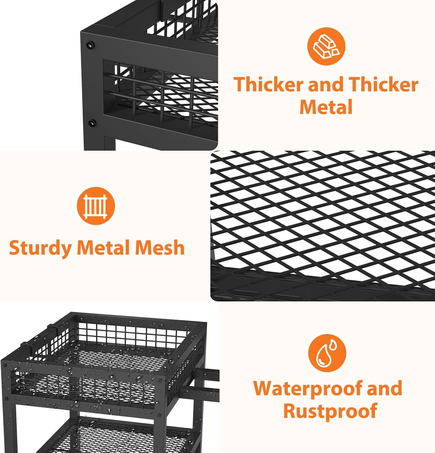 HavenlyYouth Garden Tool Organizer with Wheels-Movable Garden Tool Rack with Storage Hooks for Long-Handled Tools/Rakes/Brooms/Shovels,Heavy Duty Metal Garden Tool Storage for Garage,Shed,Garden,Black