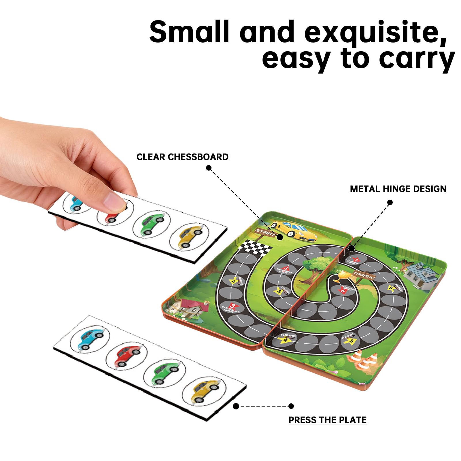 Magnetic Travel Game, Magnetically Travel Car Race Game, Mini Board Games, Travel Size Games, Dice Game With Portable Board - Image 4