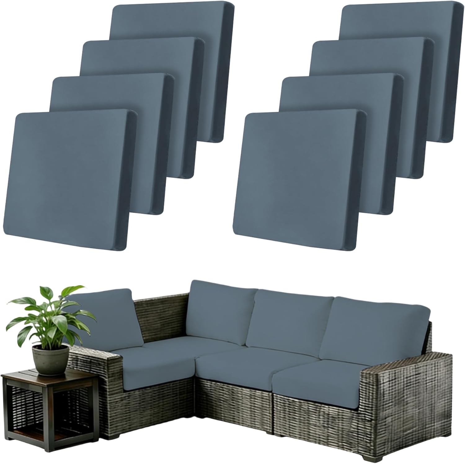 4Pcs Outdoor Cushion Covers Patio Cushion Covers Stretch Cushion Covers for Outdoor Furniture Replacement Washable Reusable Furniture Protector(Black)