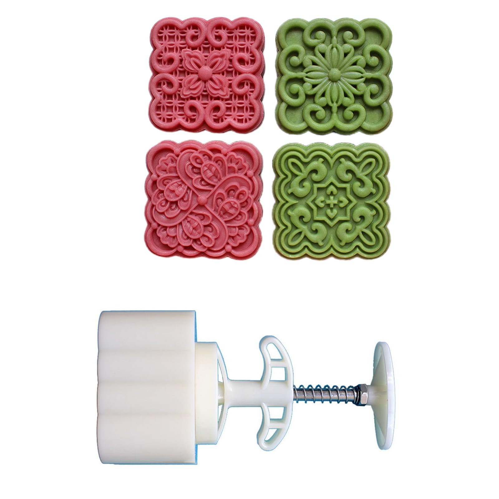 Snorvixre MidAutumn Festival Desserts Maker Square Flower Pattern Molds Cookie Stamp Hand Press Cookie Dessert Cutter Maker
