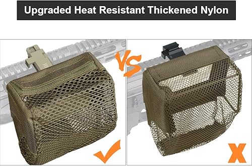 Vista 2 de Feyachi Heat Resistant Brass Catcher for AR Thickened Nylon Cartridge Casing Shell Catcher Net with Quick Release Zipper, 2 Picatinny Rail Mounts
