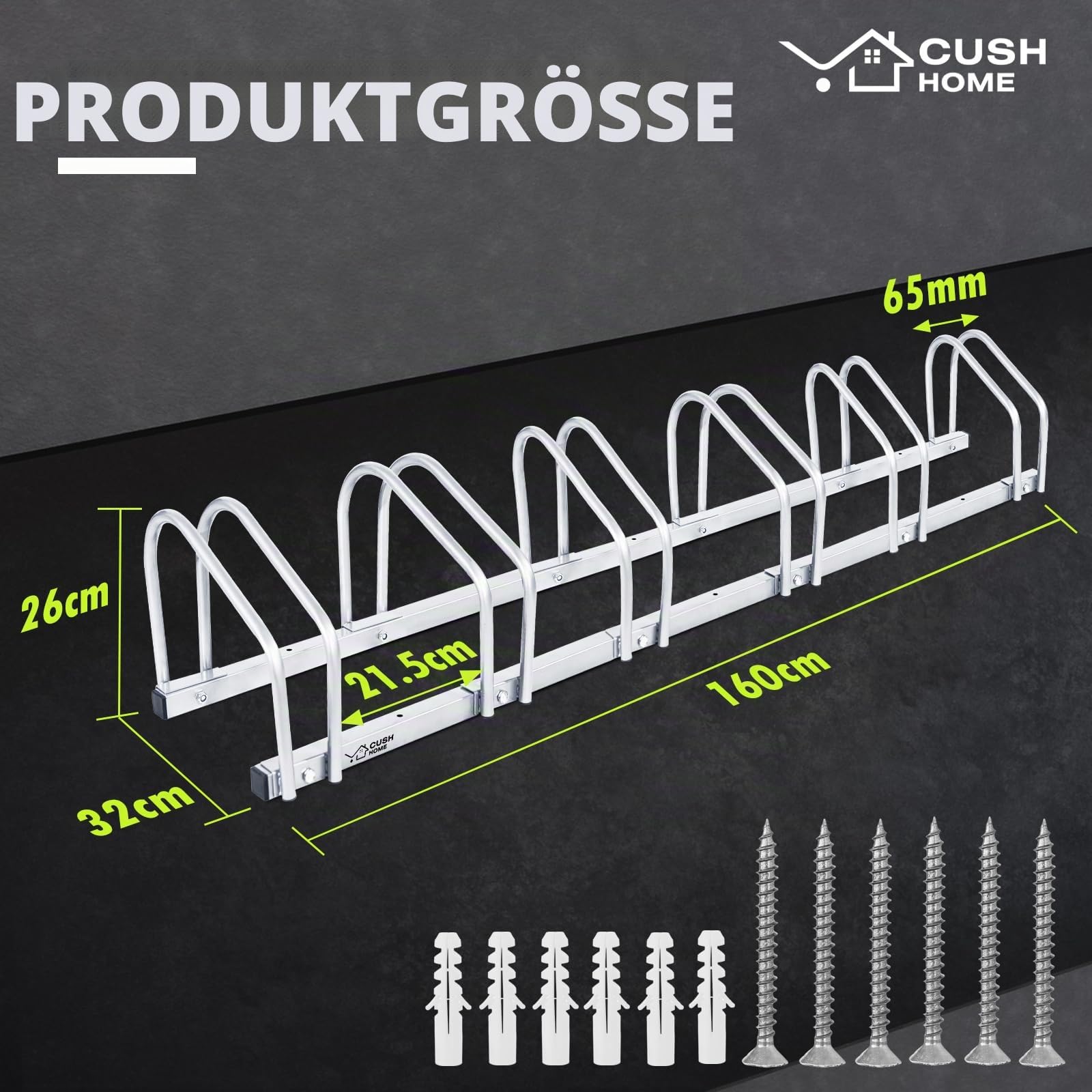 CCLIFE Fahrradständer Boden für 6 Fahrräder, 160 x 32 x 26 cm