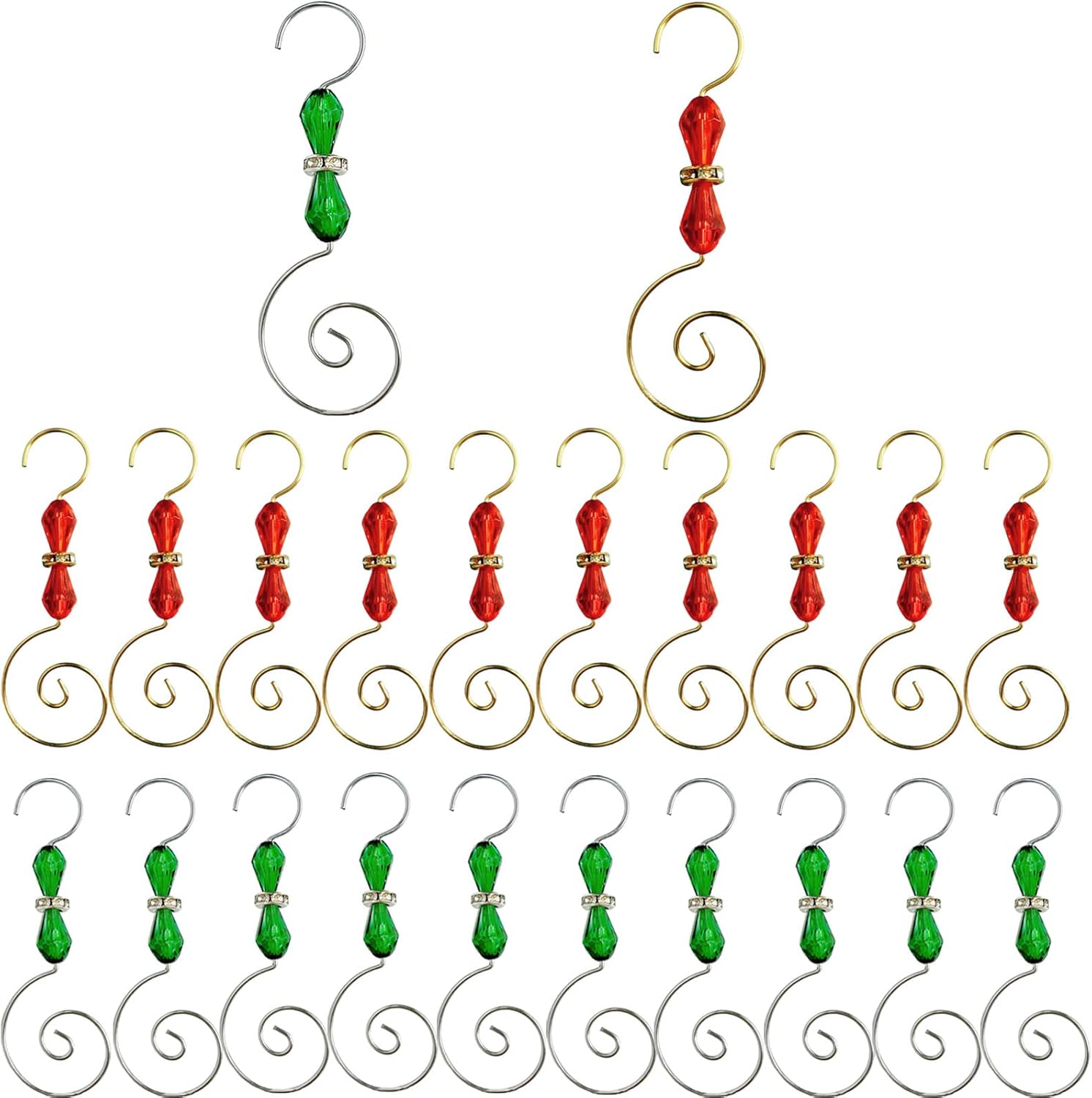 20 Pcs Christmas Ornament Hooks Iron Jewelry Hooks with Christmas Tree Ornament Hanger Decorative for Home Tree Decor(Red, Green)