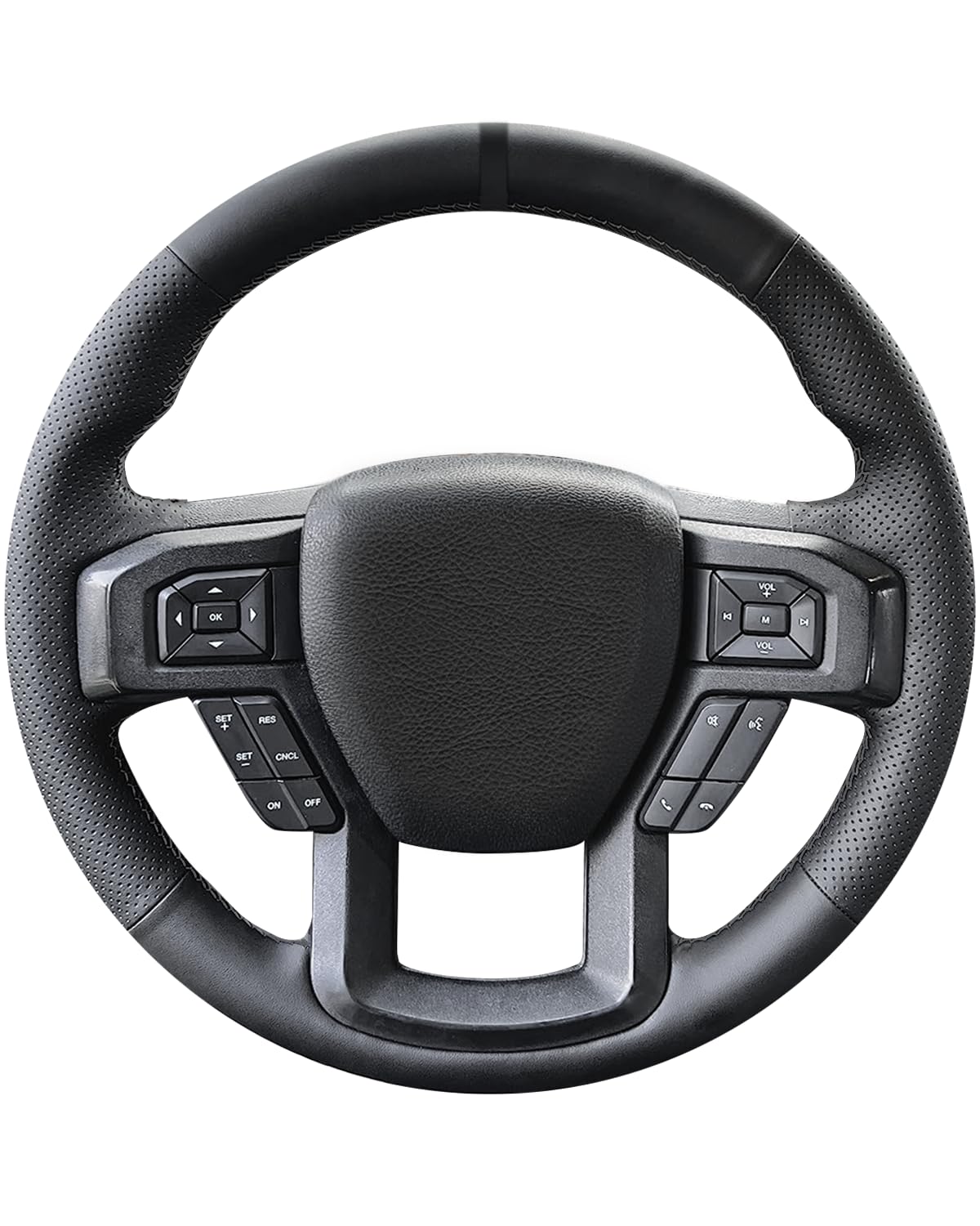 Funda de volante de cuero Belinous con cordones, cosida a mano, compatible con Ford F 150 F250 King Ranch Lariat XL XLT Limited Platinum Police Responder 2015-2020, color negro