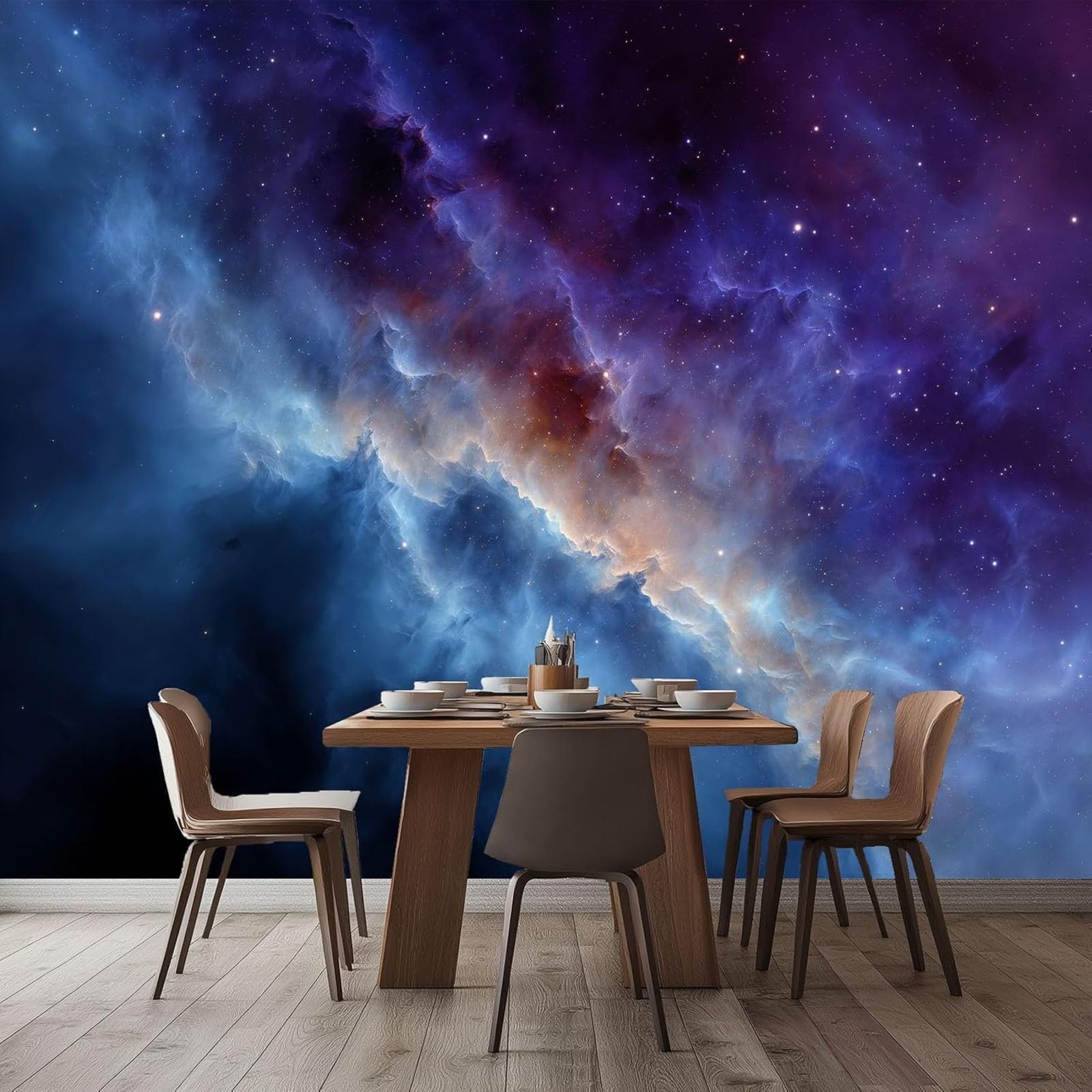 hgjdjhnf Non-Woven Photo Wallpaper, Mist Fantasy Planet Art, wall Mural, wall Covering, wall Decoration, Living Room, Bedroom, Apartment, wall Art, Purple, 350cm x 256cm