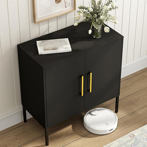 Miniatura 47 de JOZZBY Gabinete de almacenamiento con puertas, gabinete de buffet independiente, aparador de madera moderno, gabinetes laterales blancos para