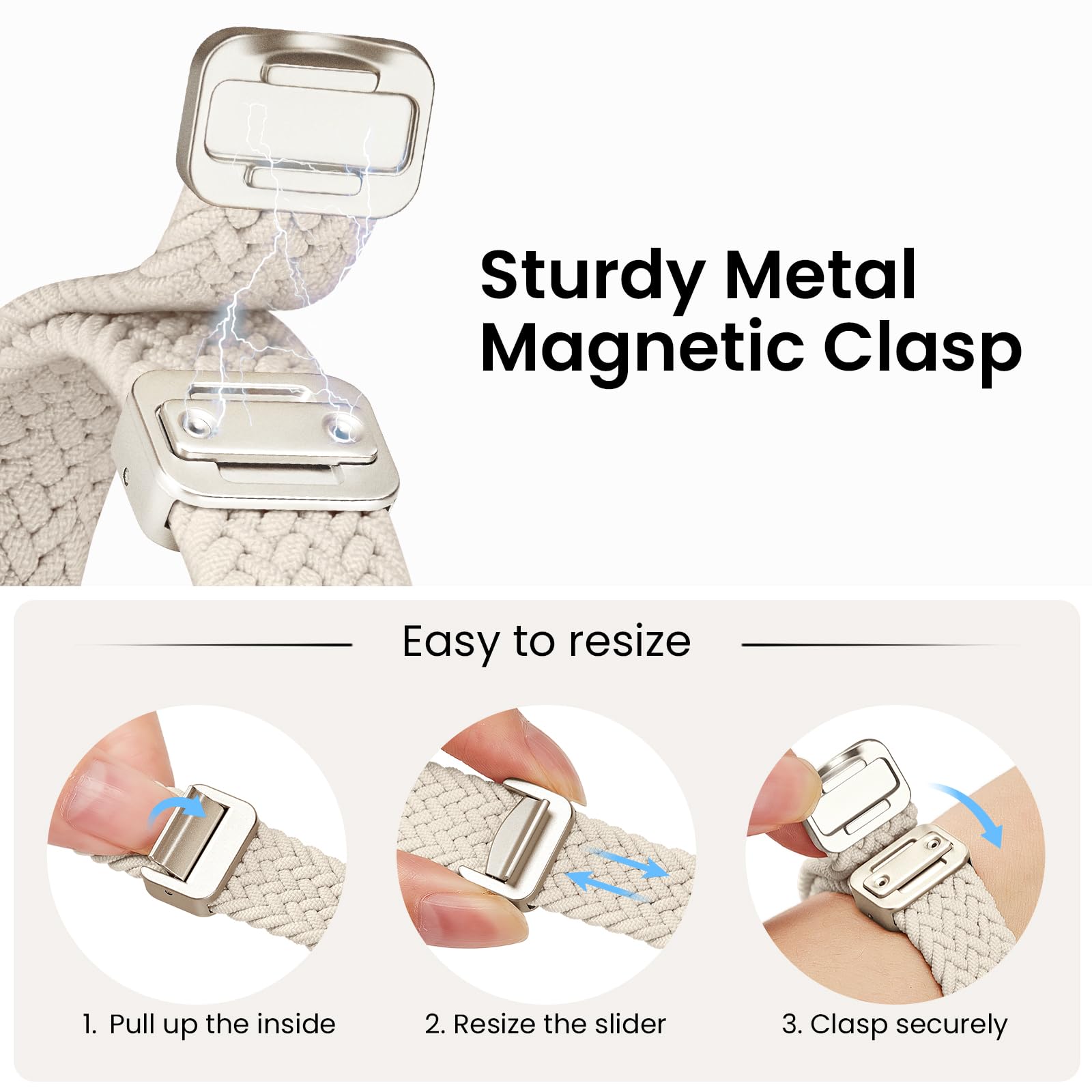 Slim Stretchy Band Compatible with Apple Watch Bands 40mm 41mm 42mm 38mm 44mm 45mm 46mm Women Men, Thin Elastic Nylon Sport Braided Solo Loop Magnetic Strap for iWatch Series 11 10 9 8 7 6 5 4 3 SE 2 — view 6