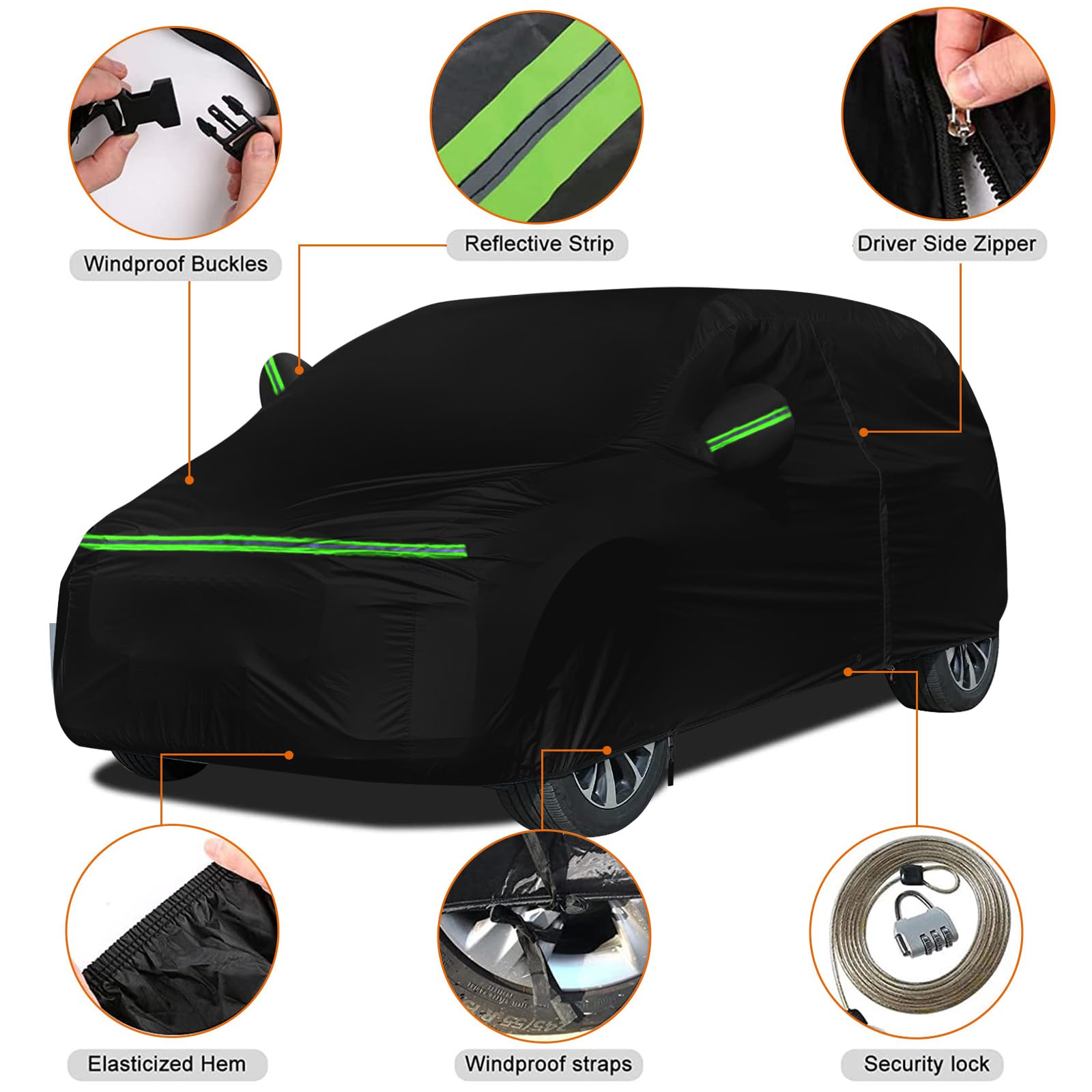 Bache Voiture Exterieur Remplacement pour 1999-2014 Opel Zafira A/B/OPC, Complètes Housse Protection Voiture 100% Etanche Anti Soleil Neige Poussière, Bâche de Protection avec porte à glissière