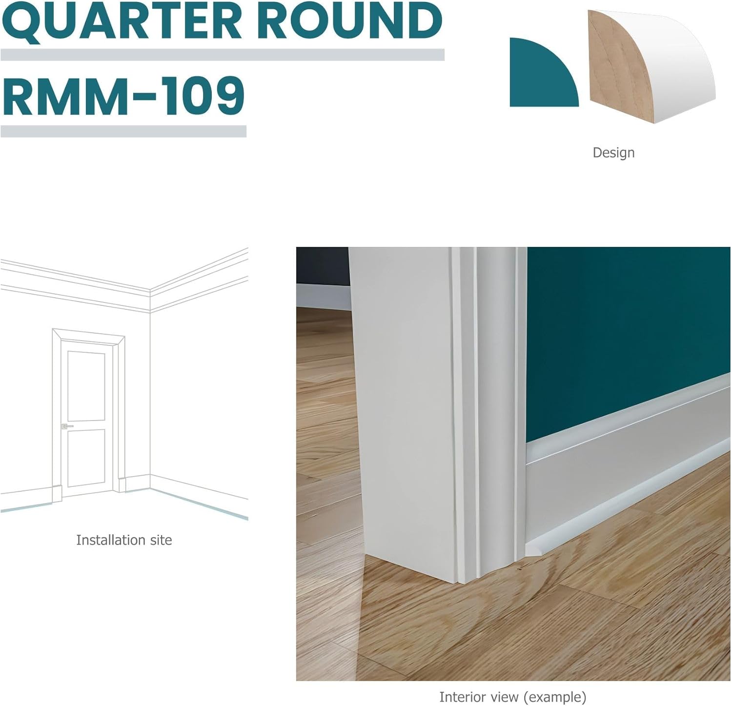 RMM 109 3/8 in.D x 3/8 in.W x 96in.L Primed Finger-Joined Pine Quarter Round 5-pcs 40 Ft Total