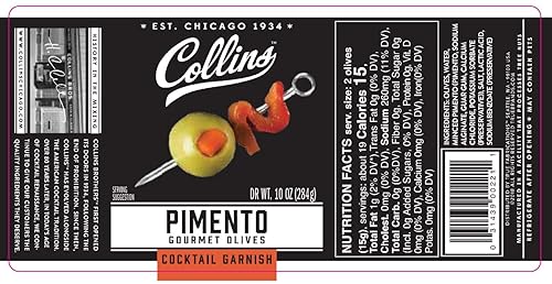 Miniatura 9 de Collins Colossal Martini - Aceitunas de pimiento  Guarnición prémium para cócteles, martinis y ensaladas, bandejas de aperitivos, embutidos, platos