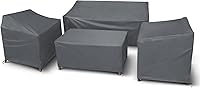 Vista 10 de STARTWO - Funda impermeable para muebles de exterior, juego de 4 piezas para sofá de patio, sillas de césped, mesa de café, a prueba de viento