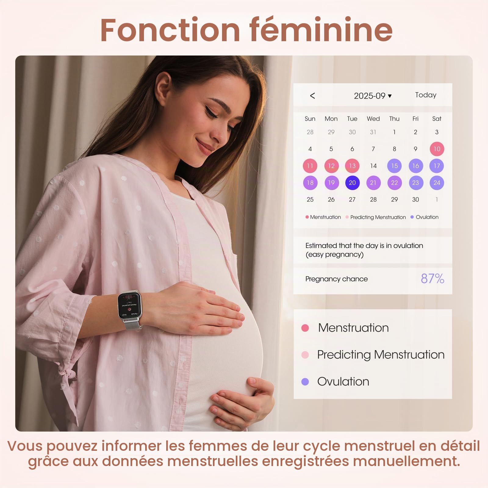 【Coffret Cadeau】Montre Connectée Femme, 1.83'' HD Smartwatch avec Appels Fonction Féminine/Fréquence Cardiaque/Sommeil/SpO2 IP68, 113+ Modes Sportifs Montre Connectée Podomètre iOS Android Argent