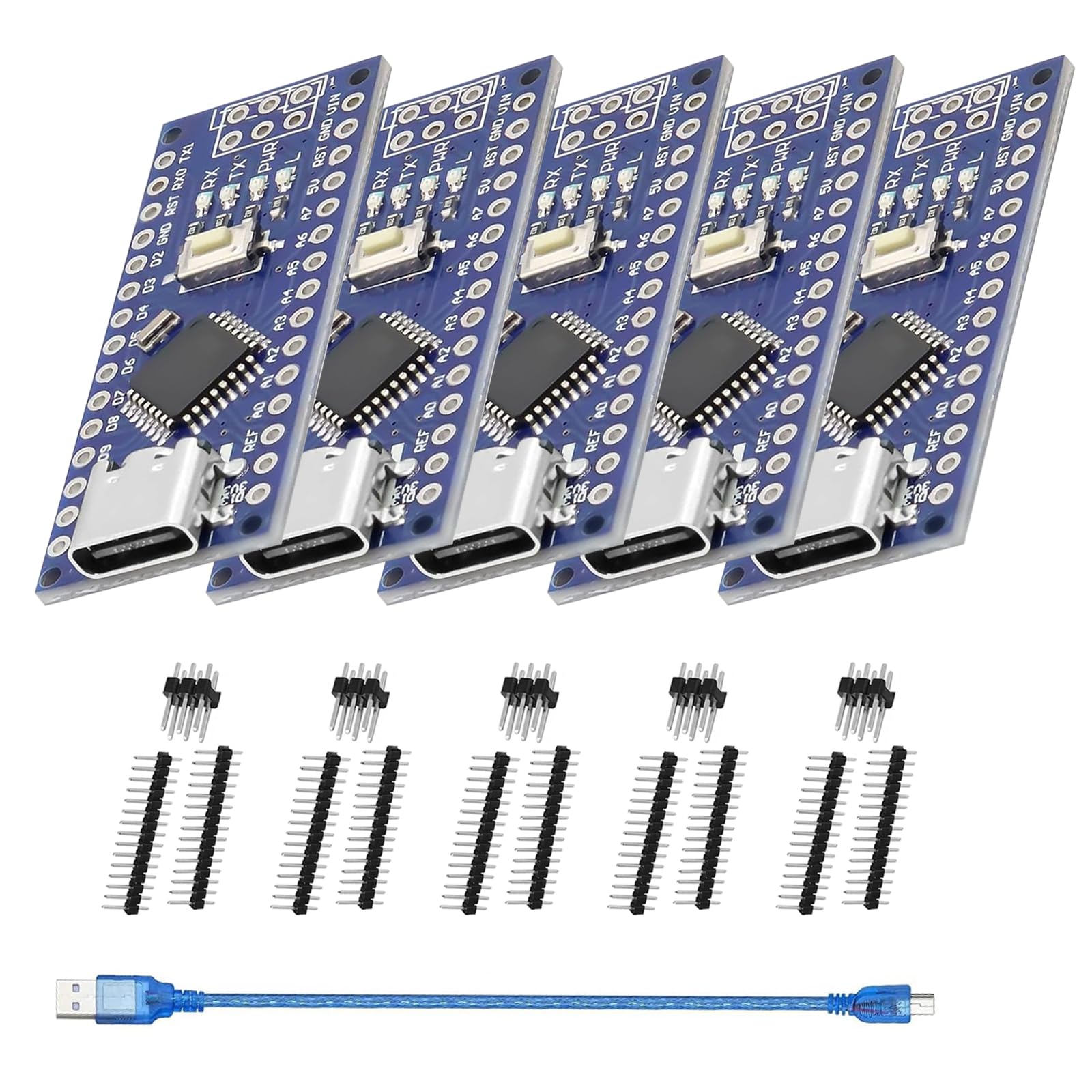Nano 328P V3 Entwicklungsplatine mit USB-Kabel AYWHP 5 Stück Entwicklungsplatine mit Chip CH340 5V 16M Microcontroller Type-C Stecker Kompatibel mit Arduino