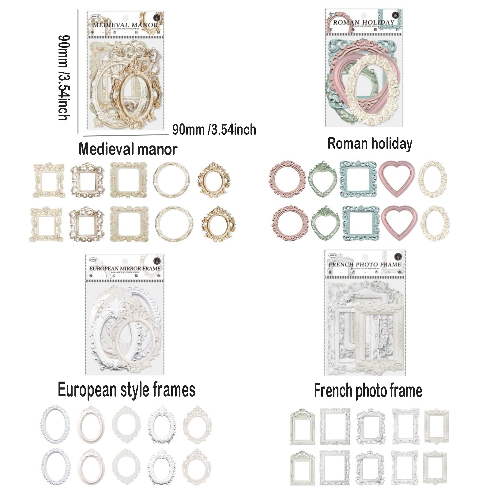 40 Fogli Di Carta Vintage Per Scrapbooking A Forma Di Pizzo – Ritagli Decorativi Non Adesivi, 4 Stili, 90x90 Mm, Per Album E Diari Fai Da Te - 5