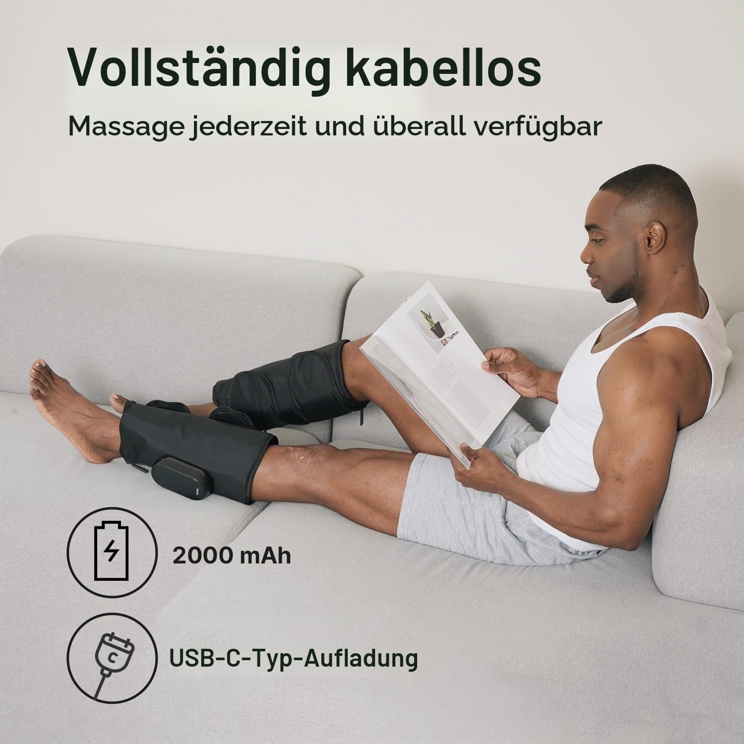 HubiCare Beinmassagegerät mit Luftkompression & Wärme (3 Stufen) – Kabellos, verstellbar, für Waden & Oberschenkel, ideal als Wadenmassagegerät zur Förderung der Durchblutung (1 Stück)