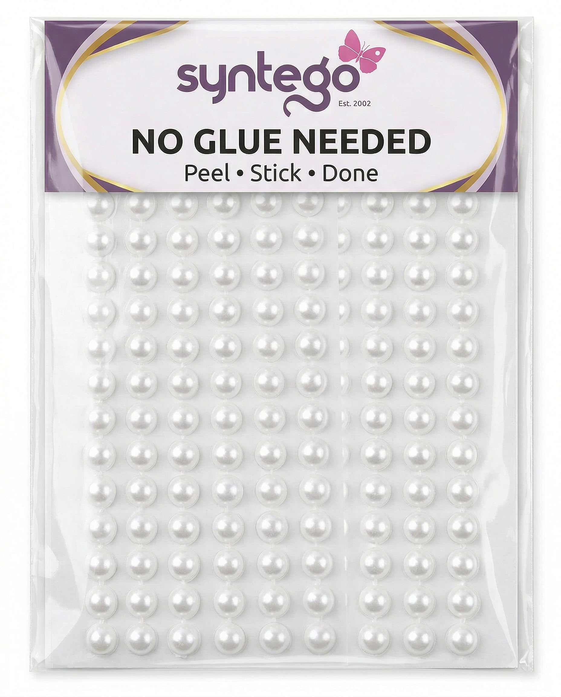 Syntego 200pcs 6mm Self Adhesive Pearls – Flat Back Pearl Stickers for Crafts, Scrapbooking & DIY – Craft Embellishments for Cards, Decorations, Art Projects (White)