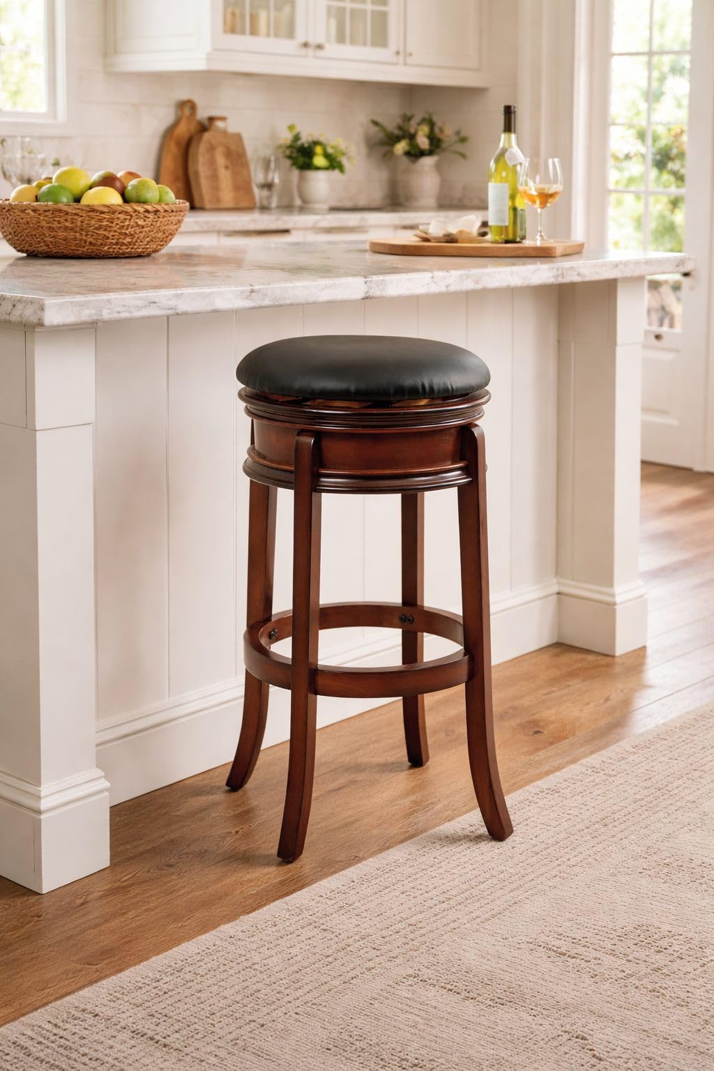 Boraam Magellan 29'' Backless Swivel Bar Stool, Black/Brandy