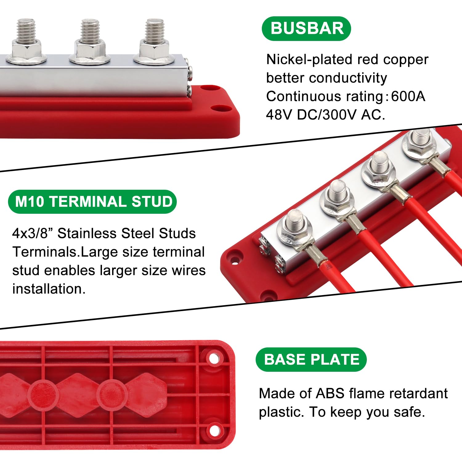 Stroomverdeelblok – 2 Stuks, 4 Polen, 300A, 12-48V DC, Met Afneembare Vensters, Voor Auto, RV, Boot, Jacht