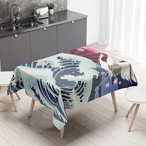 Mantel multicolor para mesa, rectangular, ilustración clásica, Wavespicnic manteles, resistentes a las arrugas, 54 x 72 pulgadas