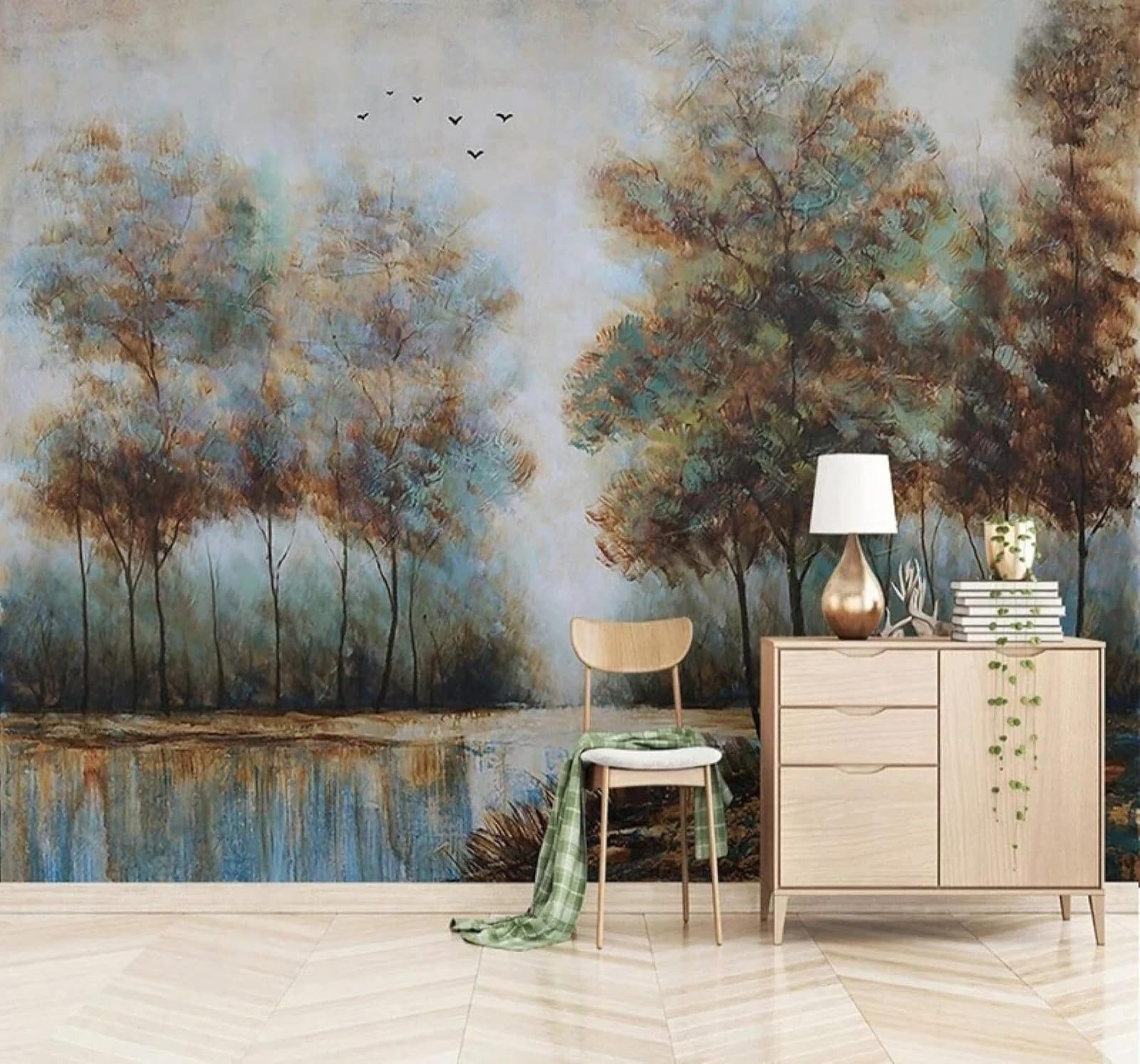 XLMING Vintage Nostalgic Moose Birds Forest 3D Wallpaper Luxury Home Dining Decor Paste Sofa Living Room The Wall for Bedroom Mural-250cm×170cm