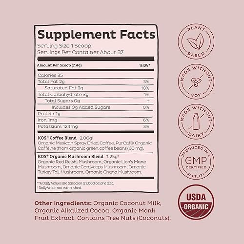 Miniatura 5 de KOS Coffee Lovers Bundle (proteína orgánica de planta de café con caramelo salado + mezcla de café de hongos + leche de coco en polvo)