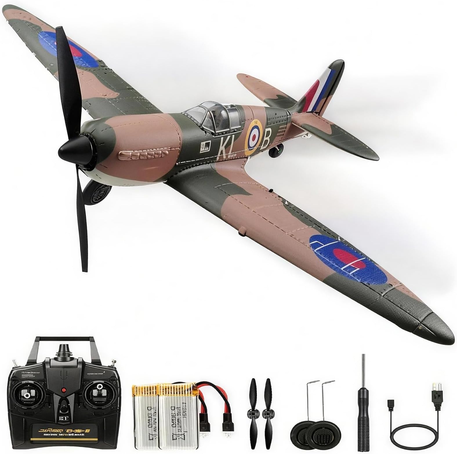 RC Plane Spitfire Fighter 2.4Ghz 4CH Remote Control Aircraft Ready to Fly for Adults Airplane Radio Controlled Plane with Xpilot Stabilization System 761-12