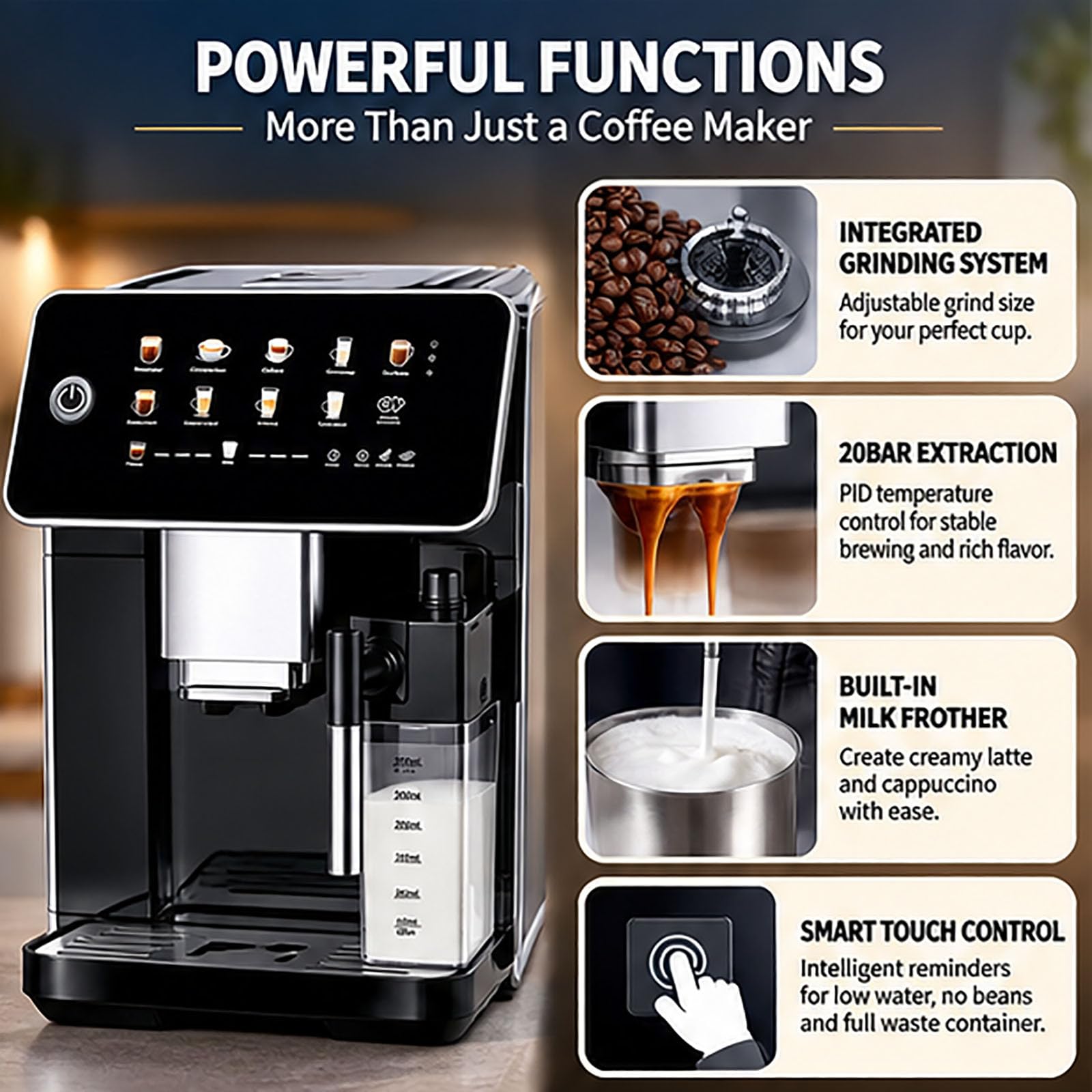 Macchina da caffè automatica a chicco con macinacaffè