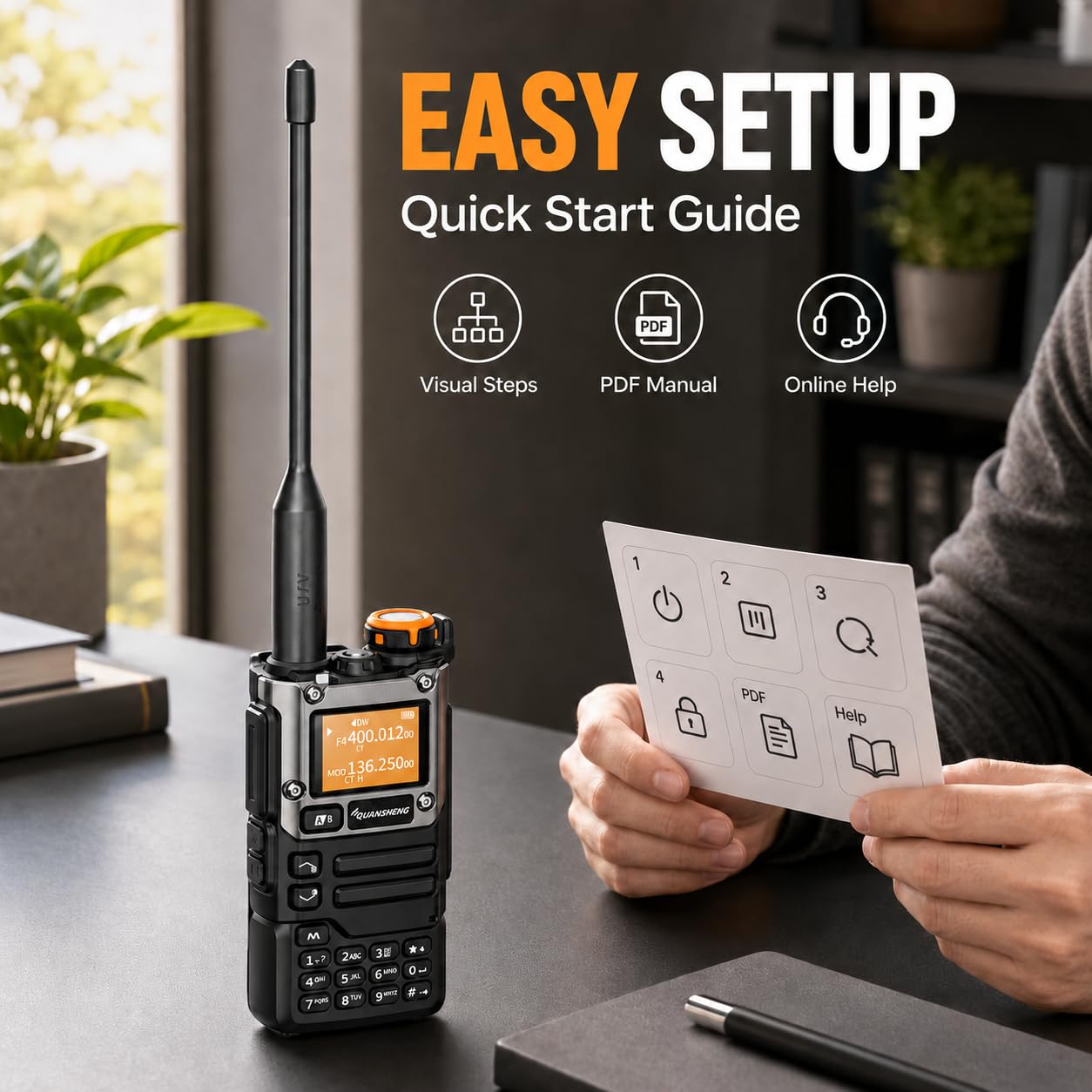 QUANSHENG UVK5(8) AM/FM/DTMF Walkie-Talkie 200 kanałów Type-C