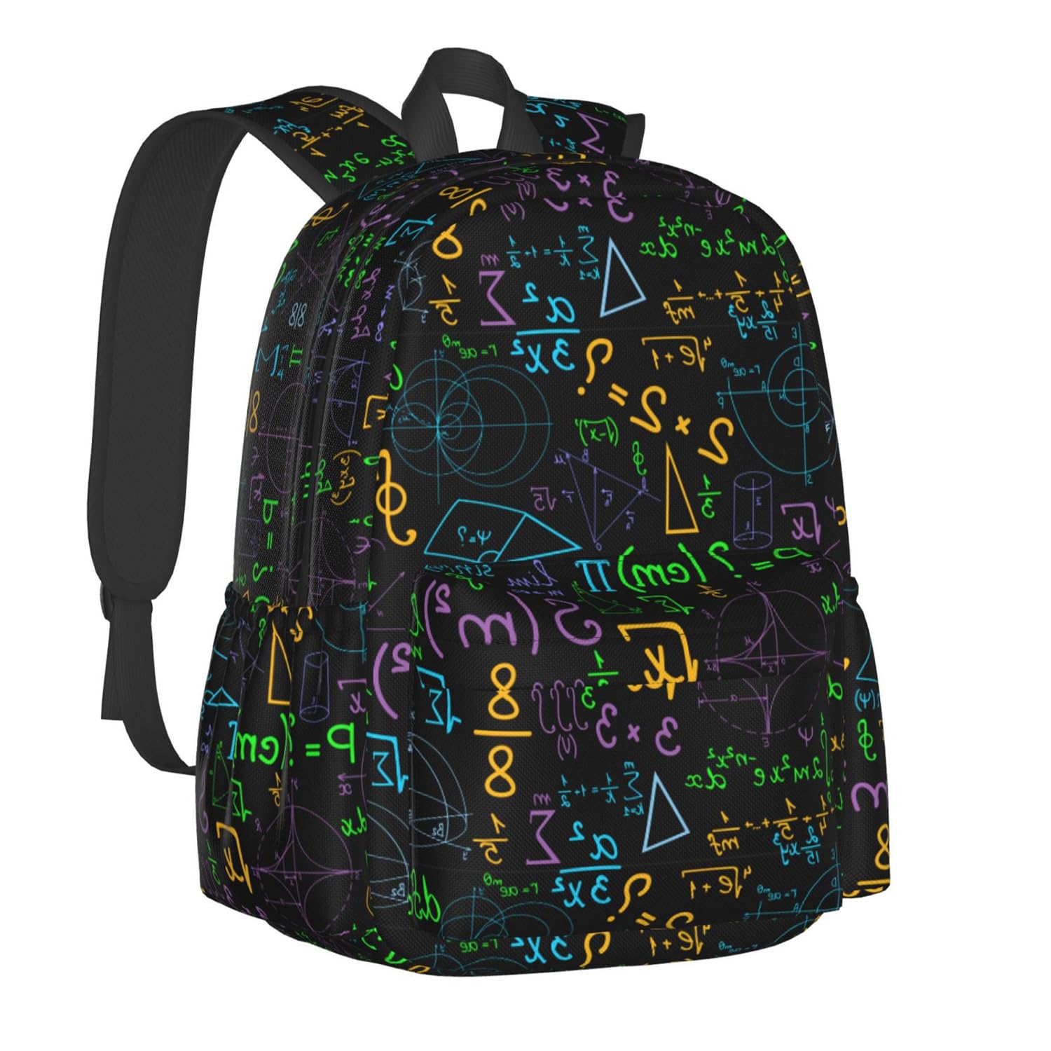 Math Colorful Geometrical Plots Formulas Calculations Multipurpose School Bag Bookbag for Teenage Boys Girls Daily Backpack