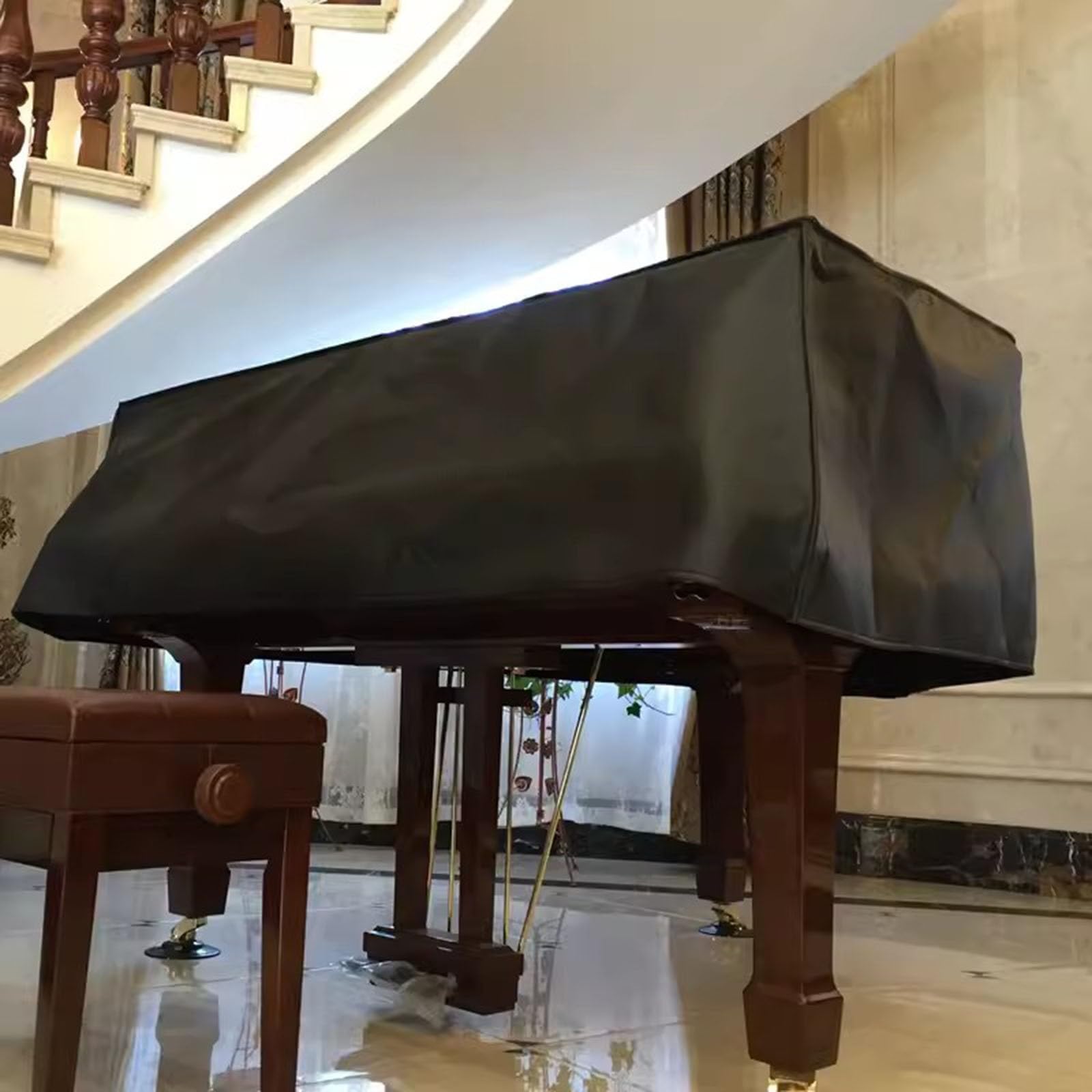 Copertura per Pianoforte a Coda Nera Copertura per Pianoforte a Coda in Pelle Copertura per Pianoforte insonorizzata a Prova di umidità e Polvere Copertura Protettiva per Pianoforte a Coda di Grandi