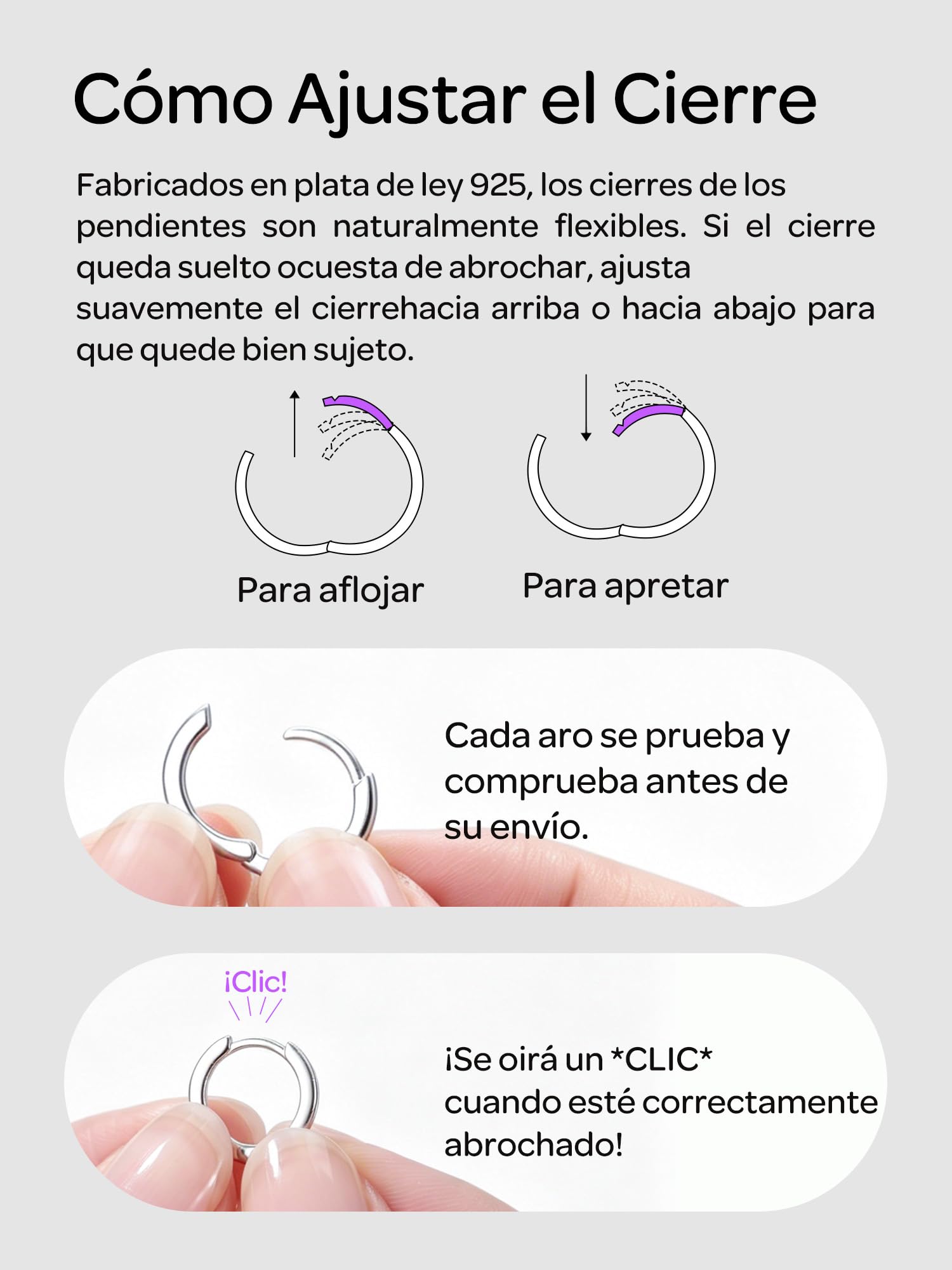 ChicSilver 925 Plata Pendientes Aros Mujer Hoop Earrings Aretes Finos